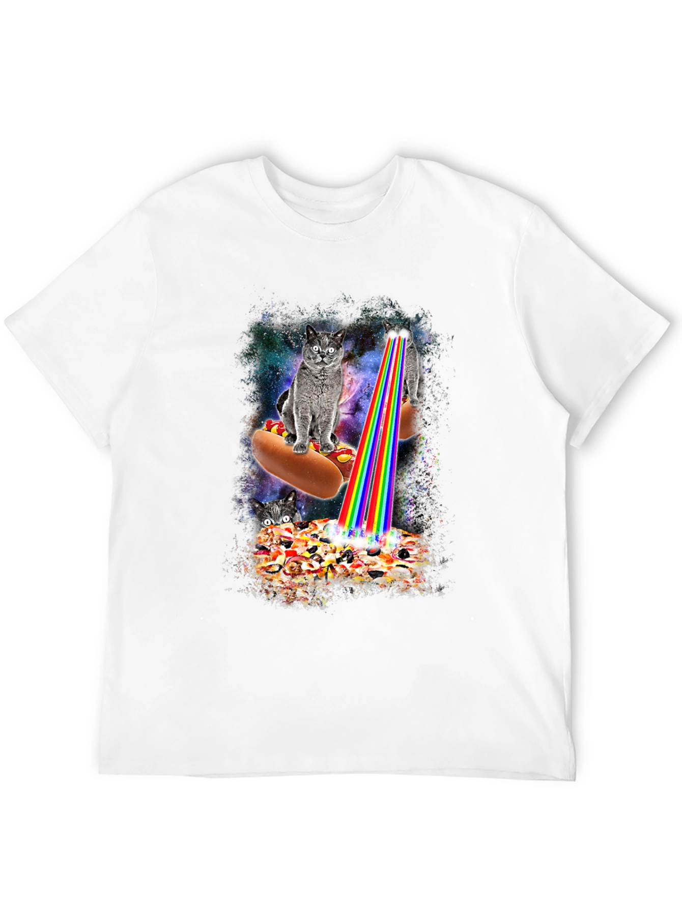 Cats Hotdog Pizza Graphic Tee
