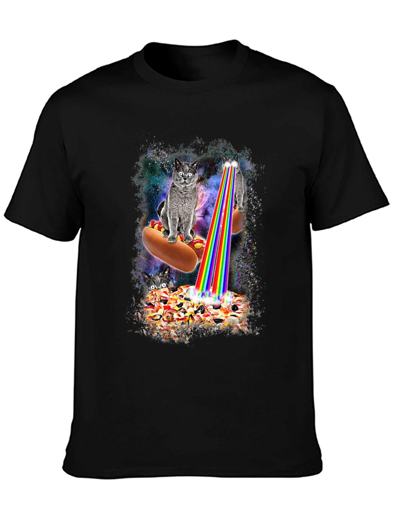 Cats Hotdog Pizza Graphic Tee