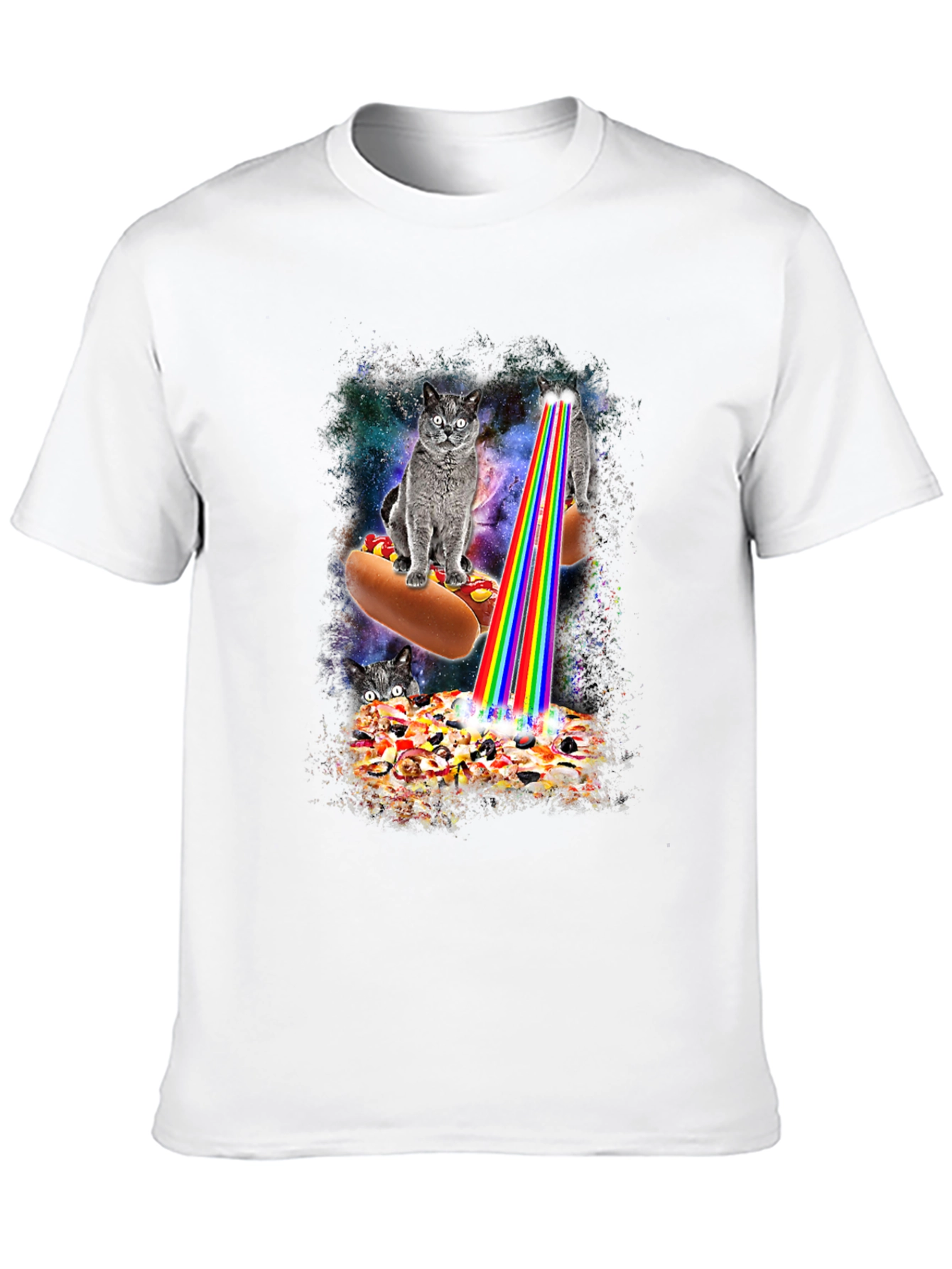 Cats Hotdog Pizza Graphic Tee