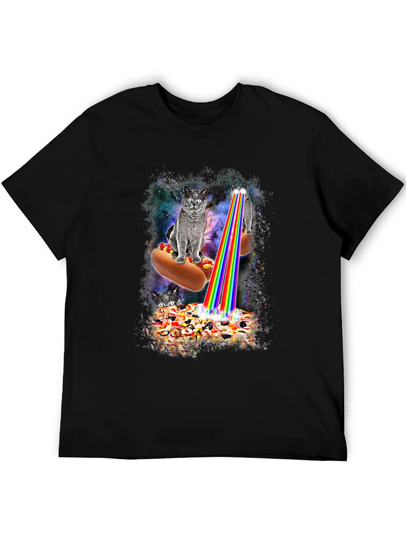 Cats Hotdog Pizza Graphic Tee