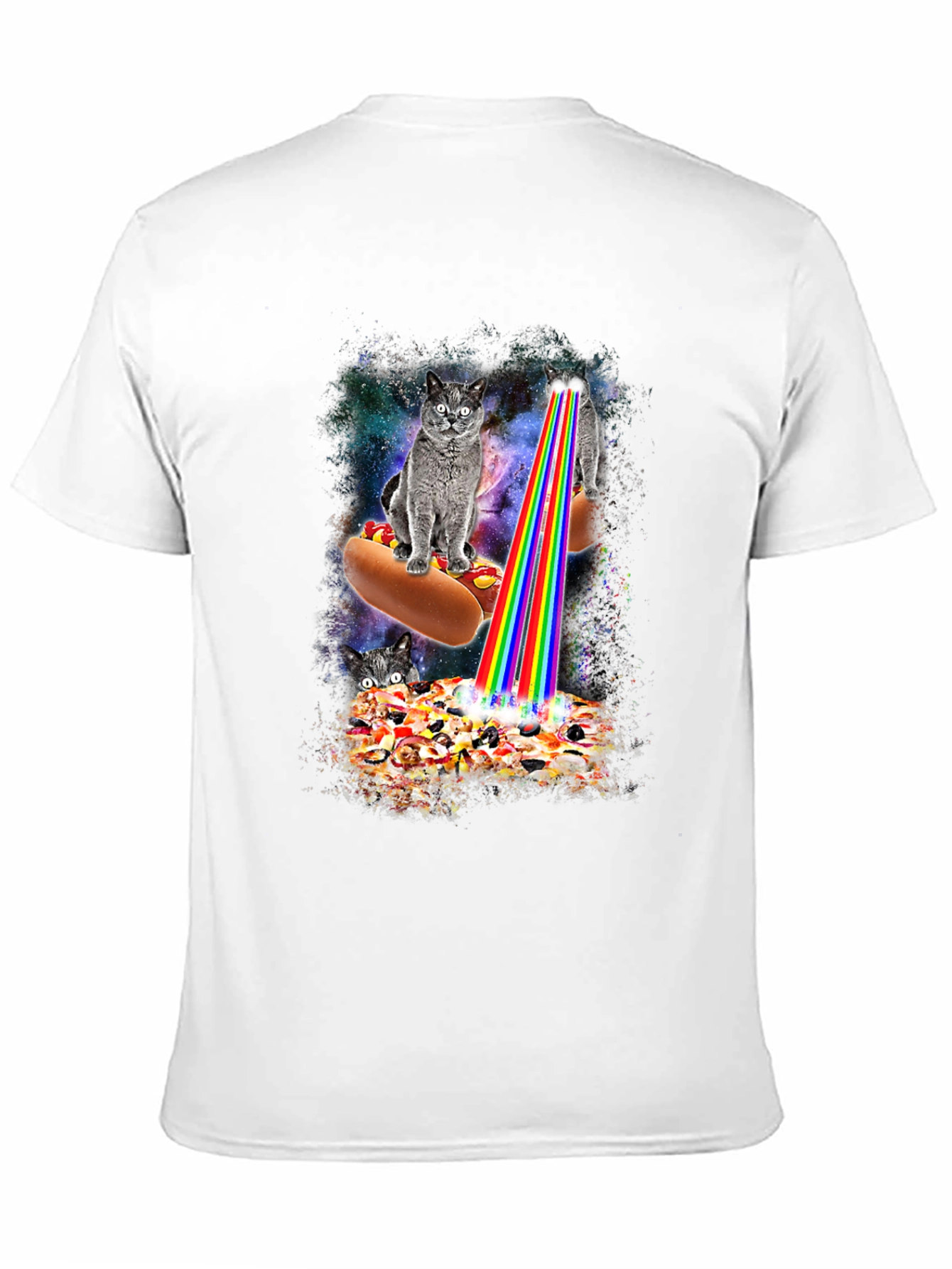 Cats Hotdog Pizza Graphic Tee