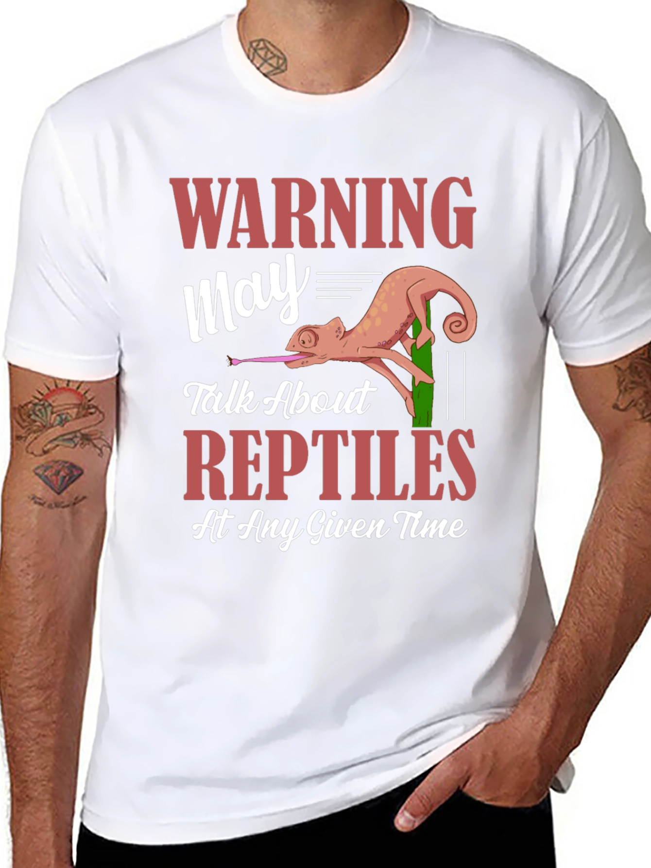 Warning May Talk About Reptiles Mens T-Shirt