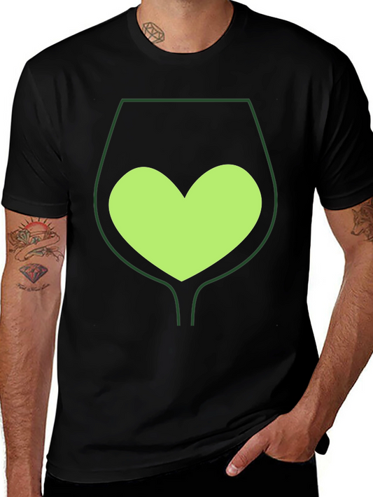 Wine Glass Heart Tee - Unique Graphic T-Shirt