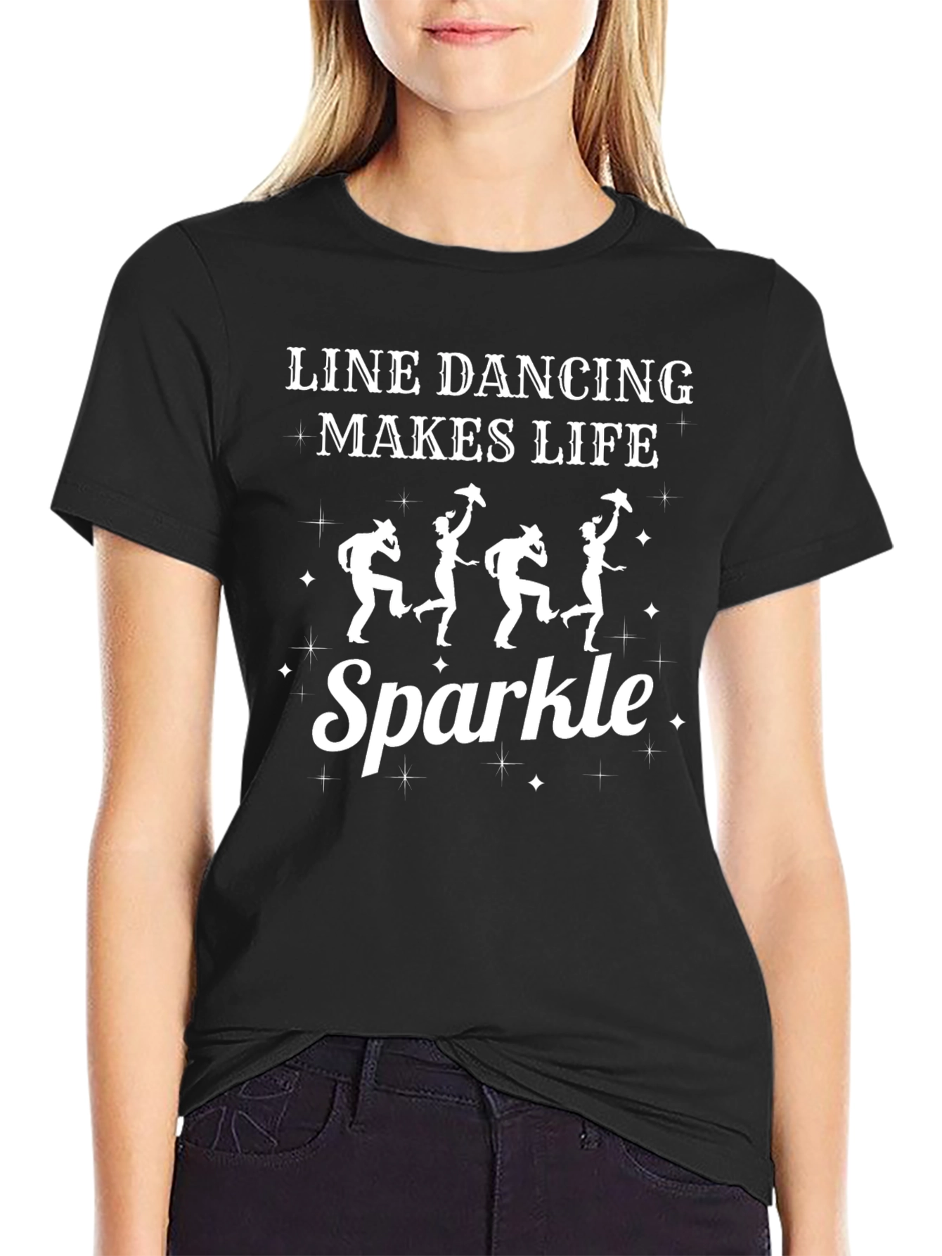 Line Dancing Makes Life Sparkle Black T-Shirt