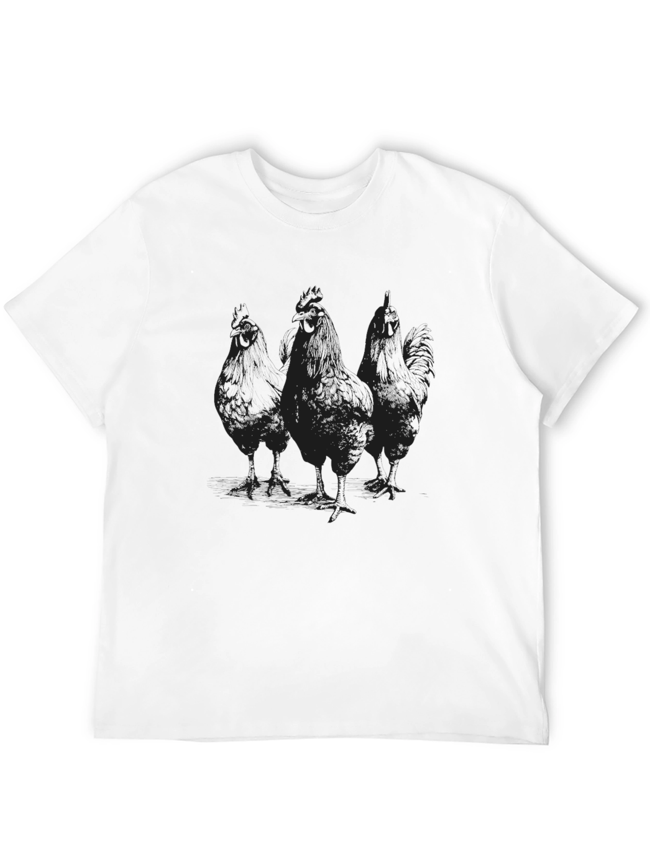 Mens Black Chicken Graphic T-Shirt