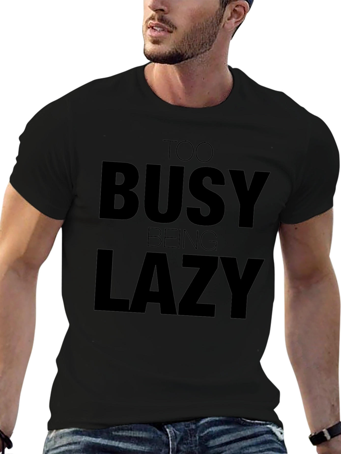 Too Busy Being Lazy Graphic Tee - Black