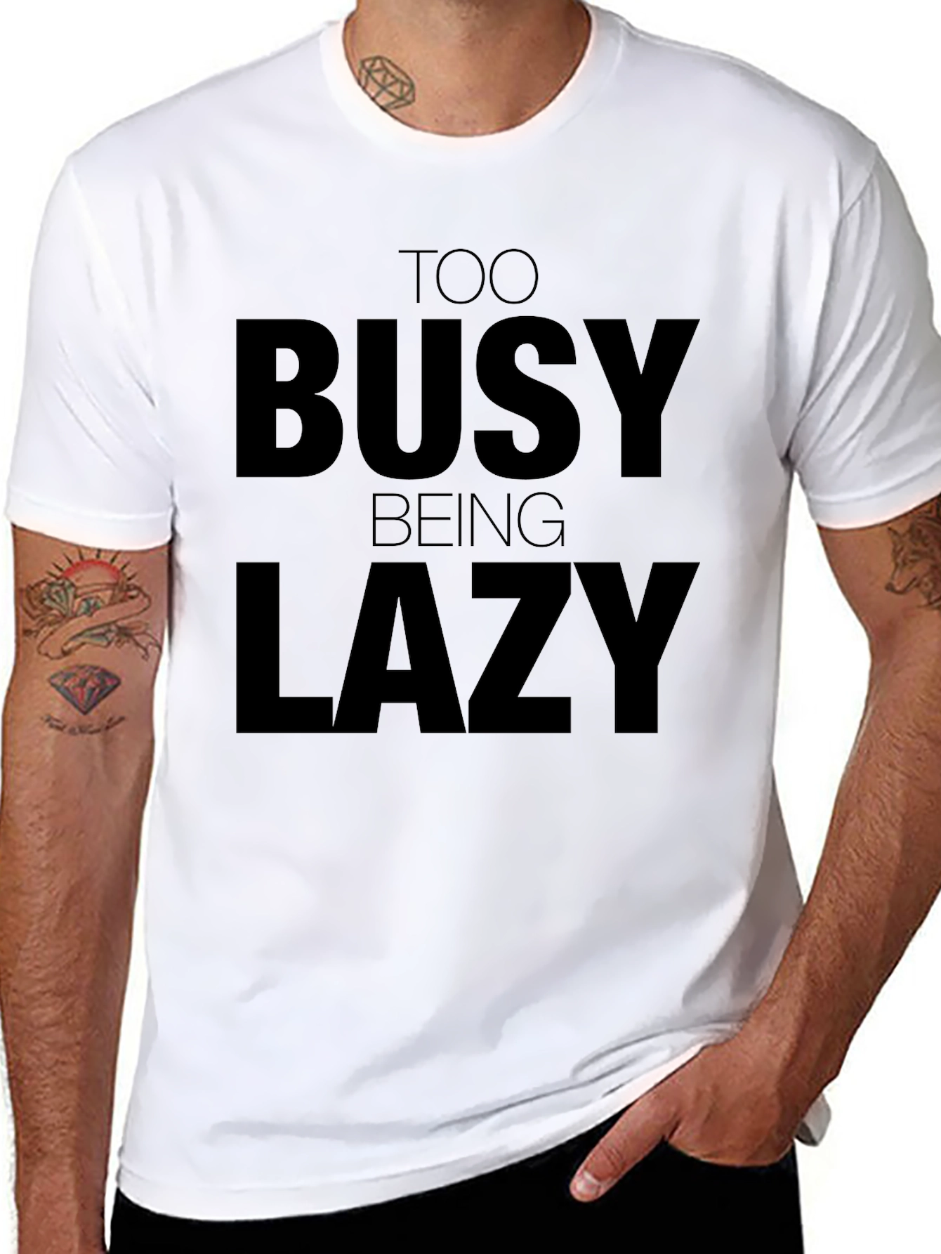 Too Busy Being Lazy Graphic Tee - Black