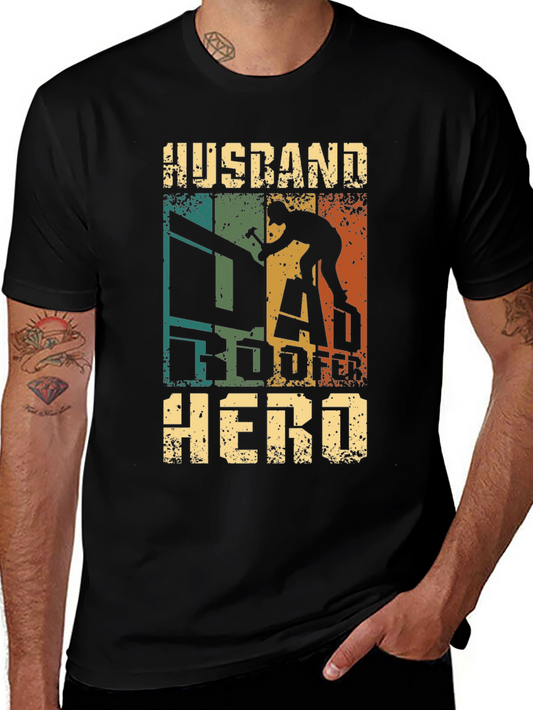 Husband Roofer Hero T-Shirt Gift for Roofing Dad