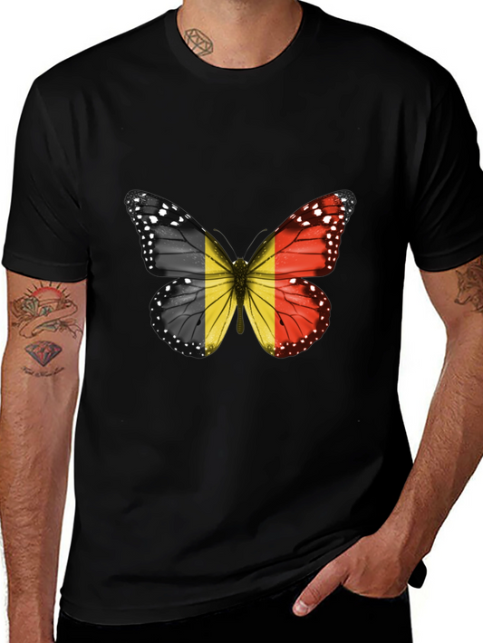 Belgium Flag Butterfly Graphic T-Shirt