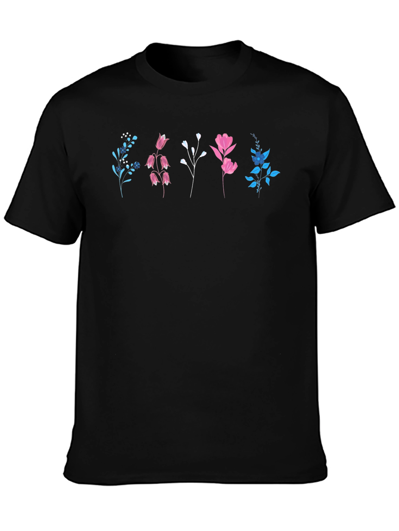 Floral Print Black T-Shirt - Casual Style
