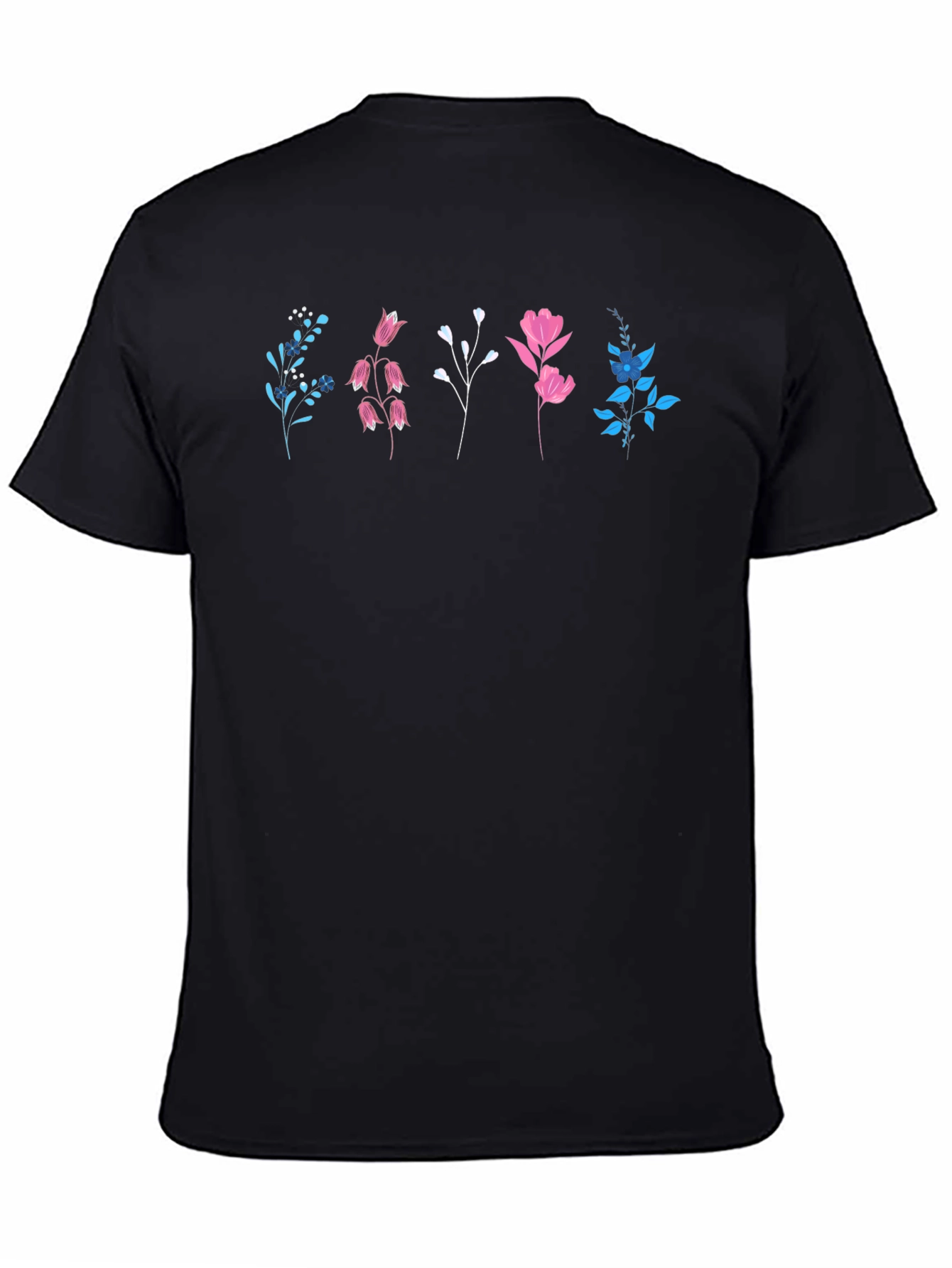 Floral Print Black T-Shirt - Casual Style