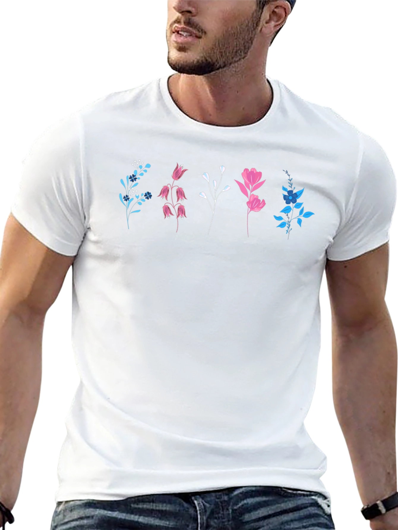 Floral Print Black T-Shirt - Casual Style