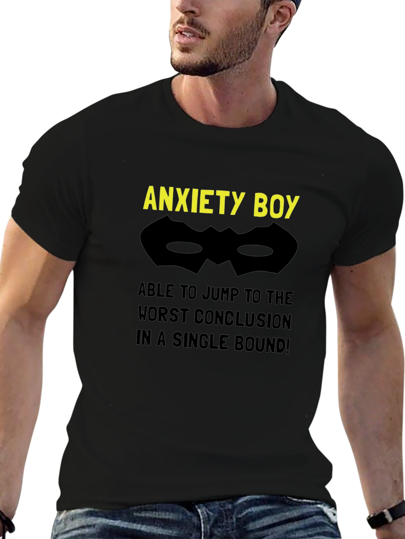 Anxiety Boy Graphic T-Shirt Funny Superpower Tee