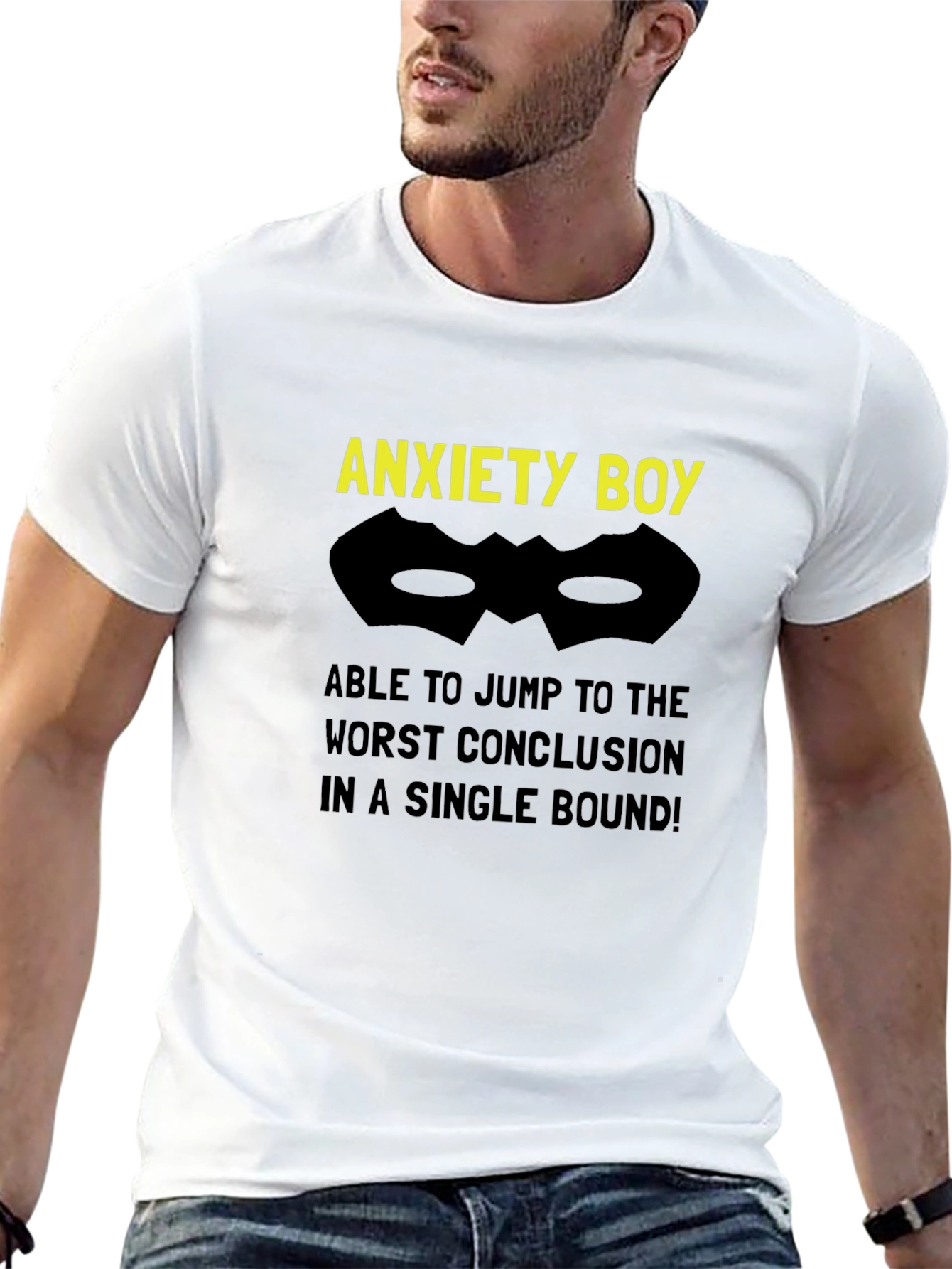 Anxiety Boy Graphic T-Shirt Funny Superpower Tee