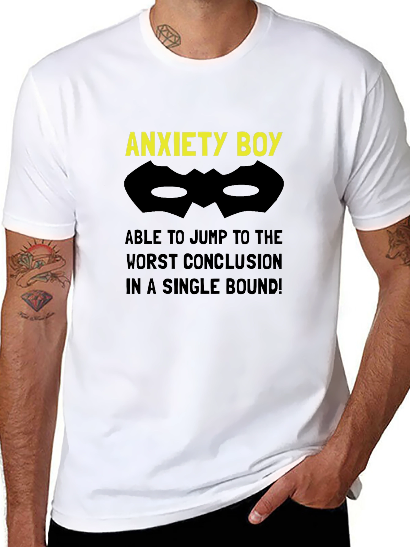 Anxiety Boy Graphic T-Shirt Funny Superpower Tee