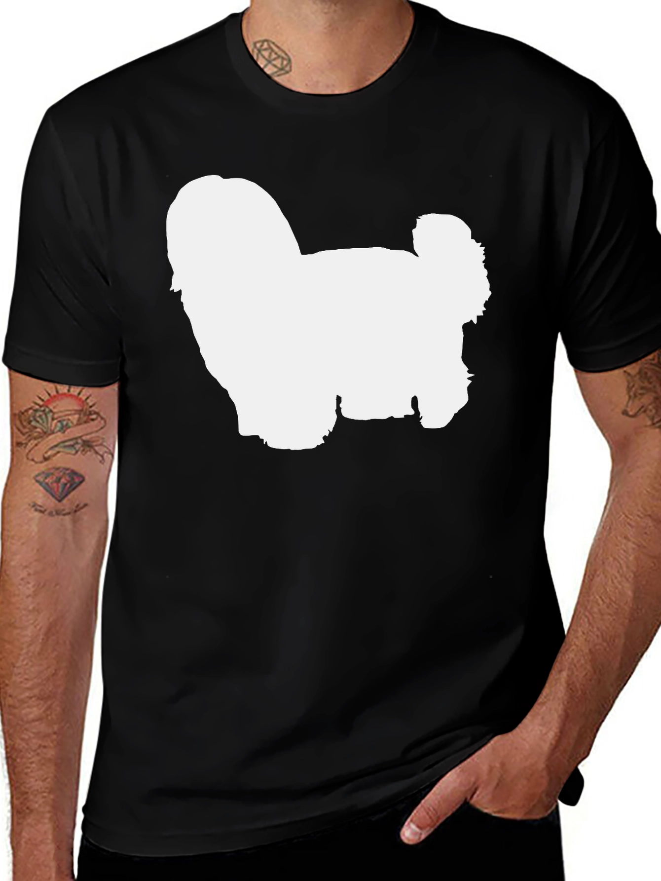 Dog Silhouette Graphic Tee - Soft Cotton Blend