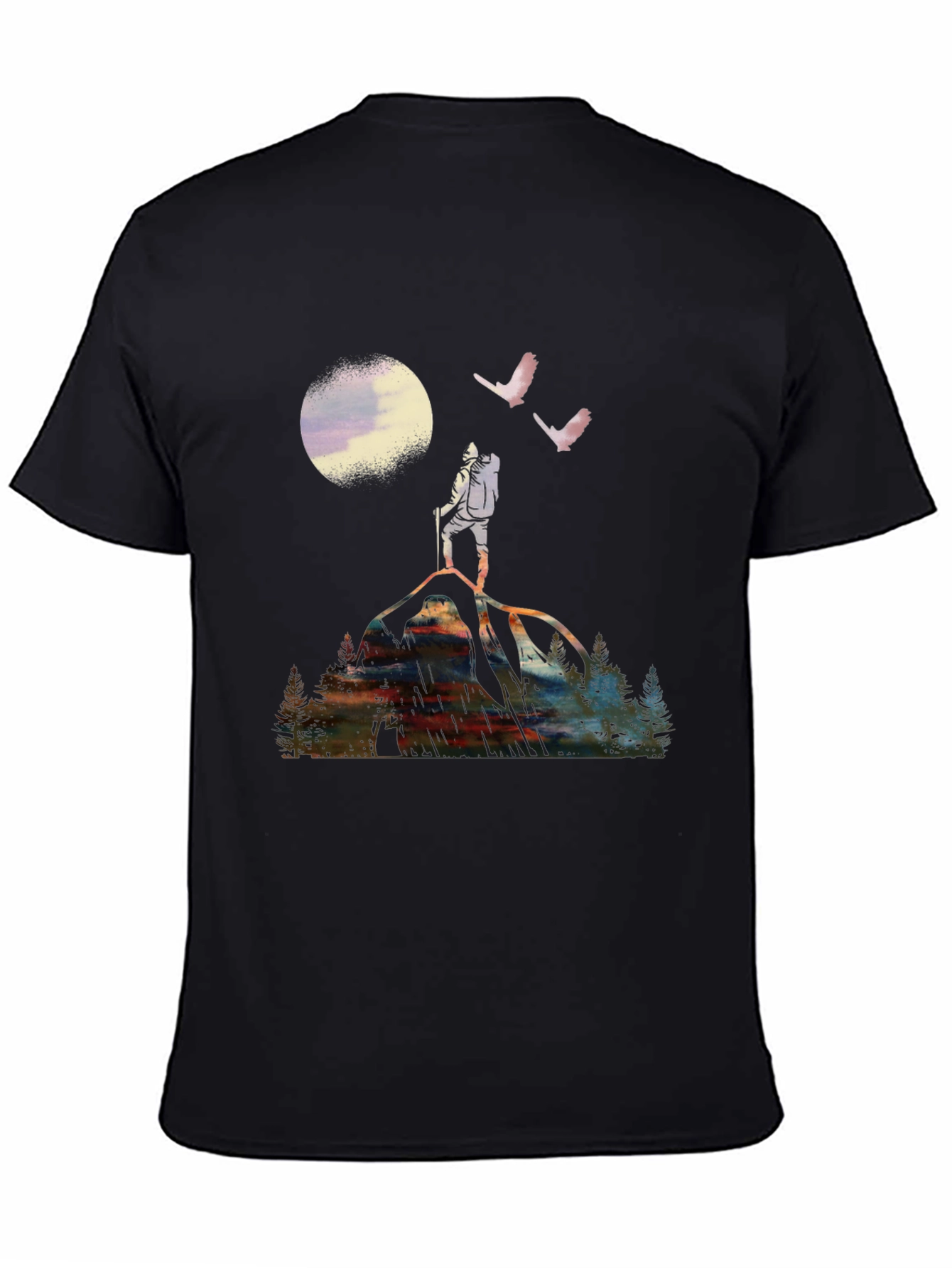 Mountain Hiker Graphic Tee - Black Cotton T-Shirt