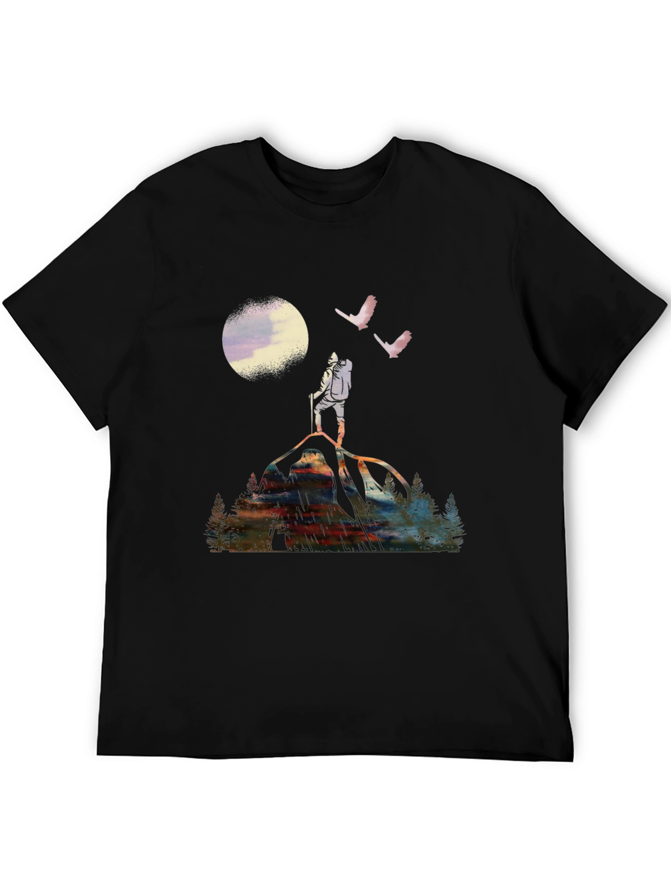 Mountain Hiker Graphic Tee - Black Cotton T-Shirt
