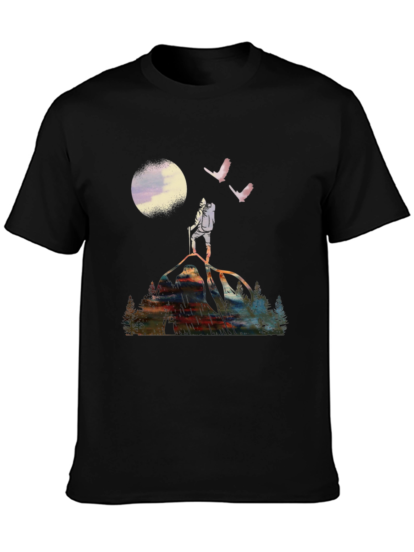 Mountain Hiker Graphic Tee - Black Cotton T-Shirt