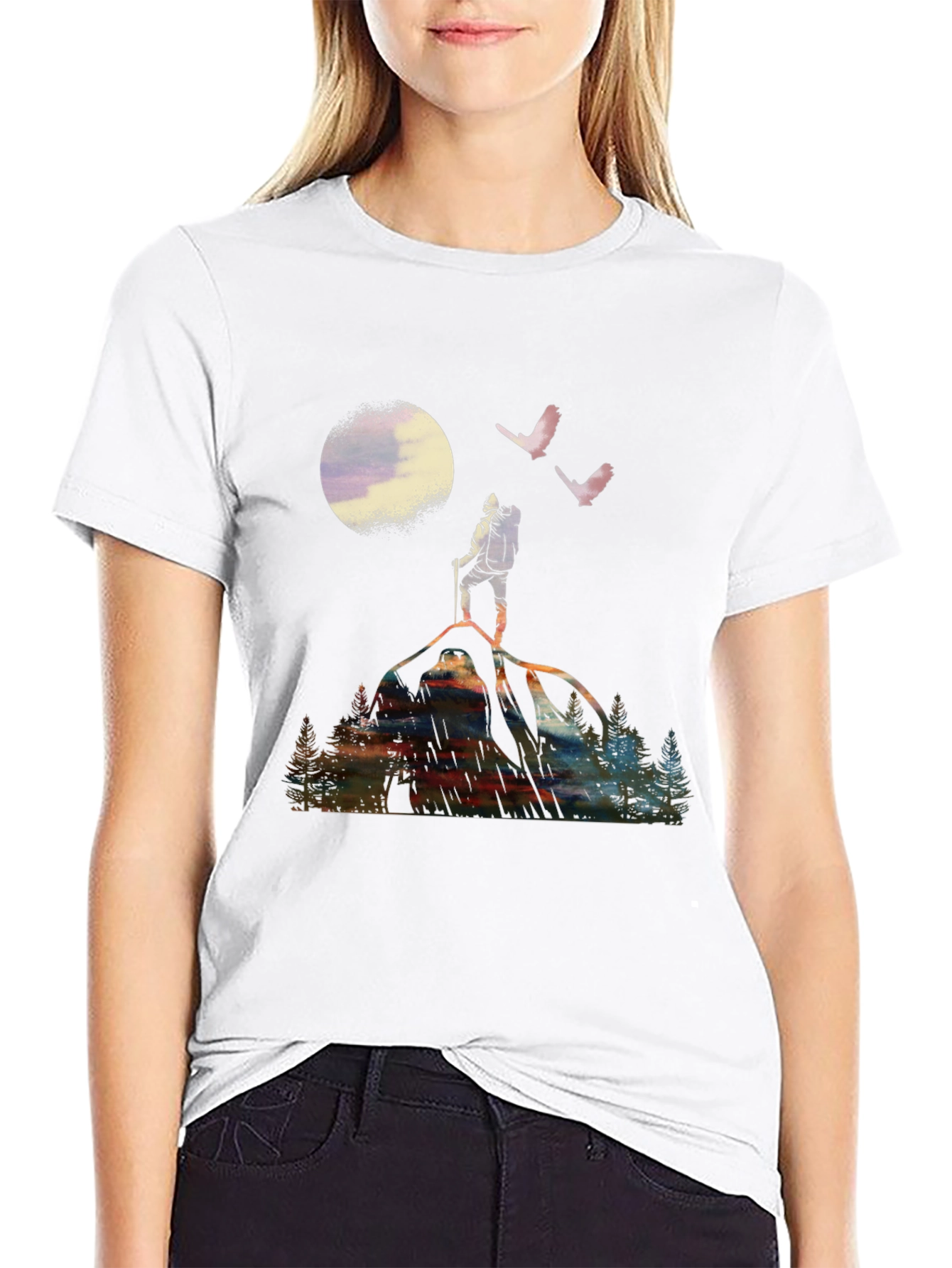 Mountain Hiker Graphic Tee - Black Cotton T-Shirt