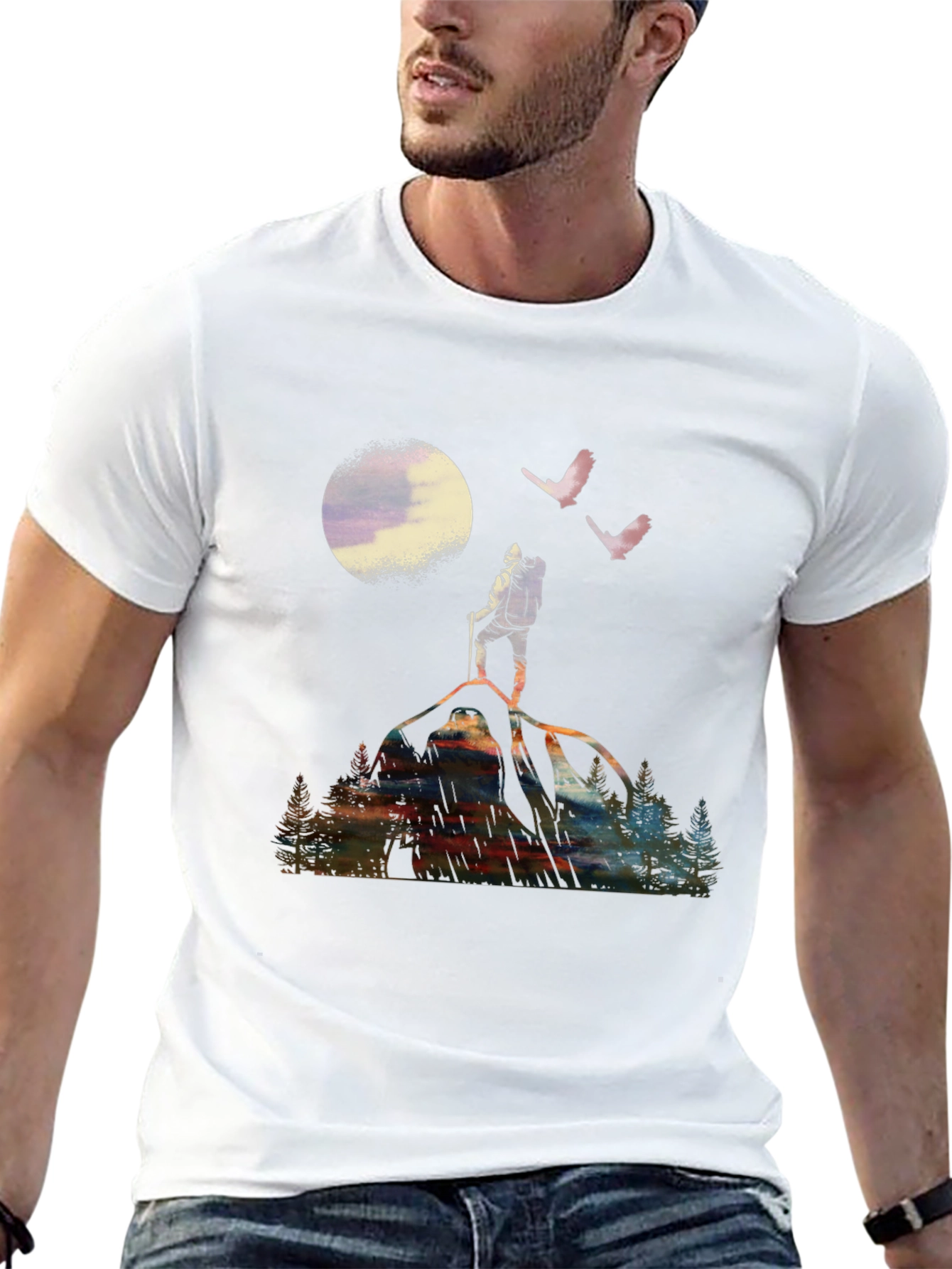 Mountain Hiker Graphic Tee - Black Cotton T-Shirt