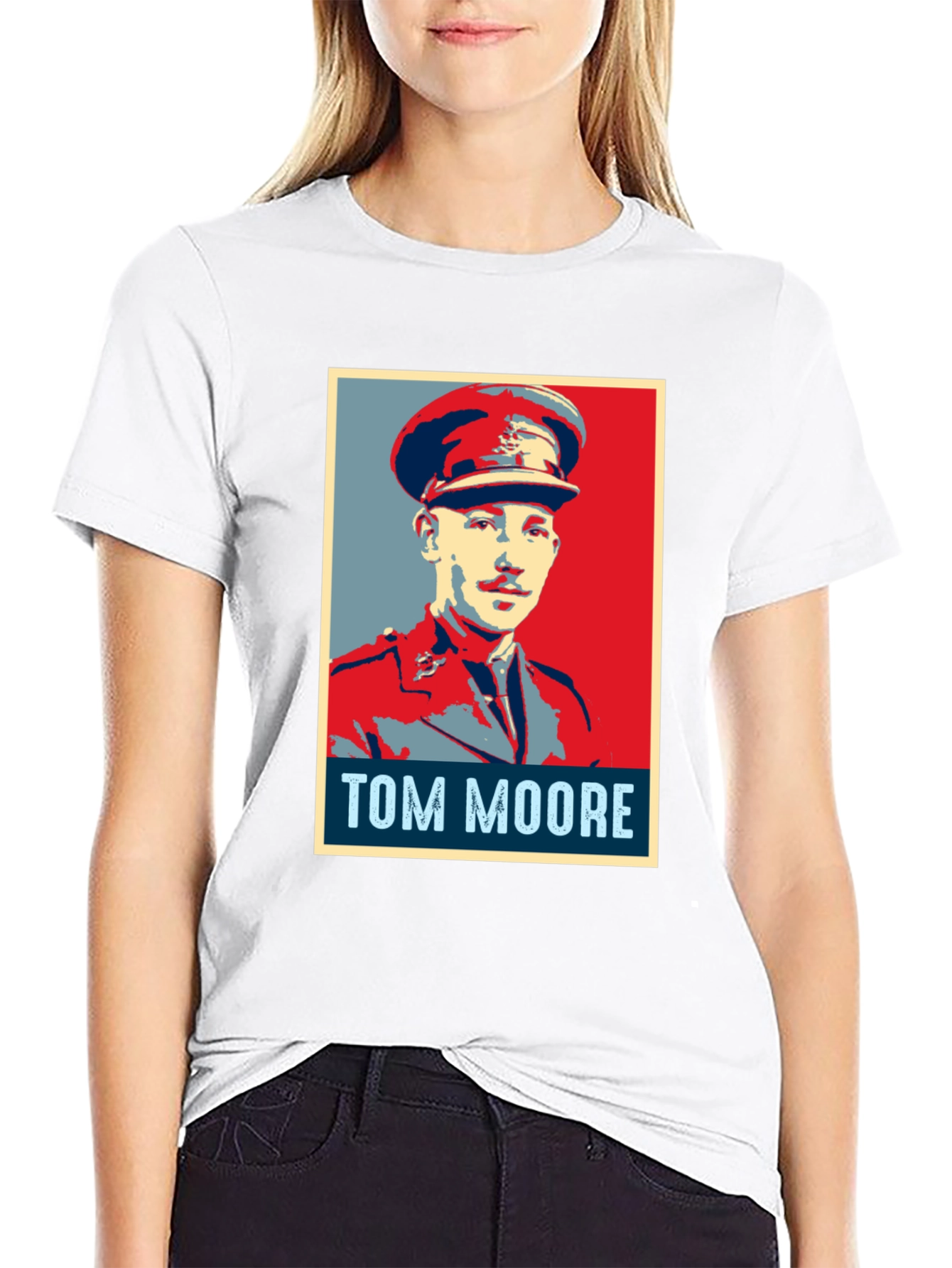 Tom Moore Portrait Graphic T-Shirt - Black