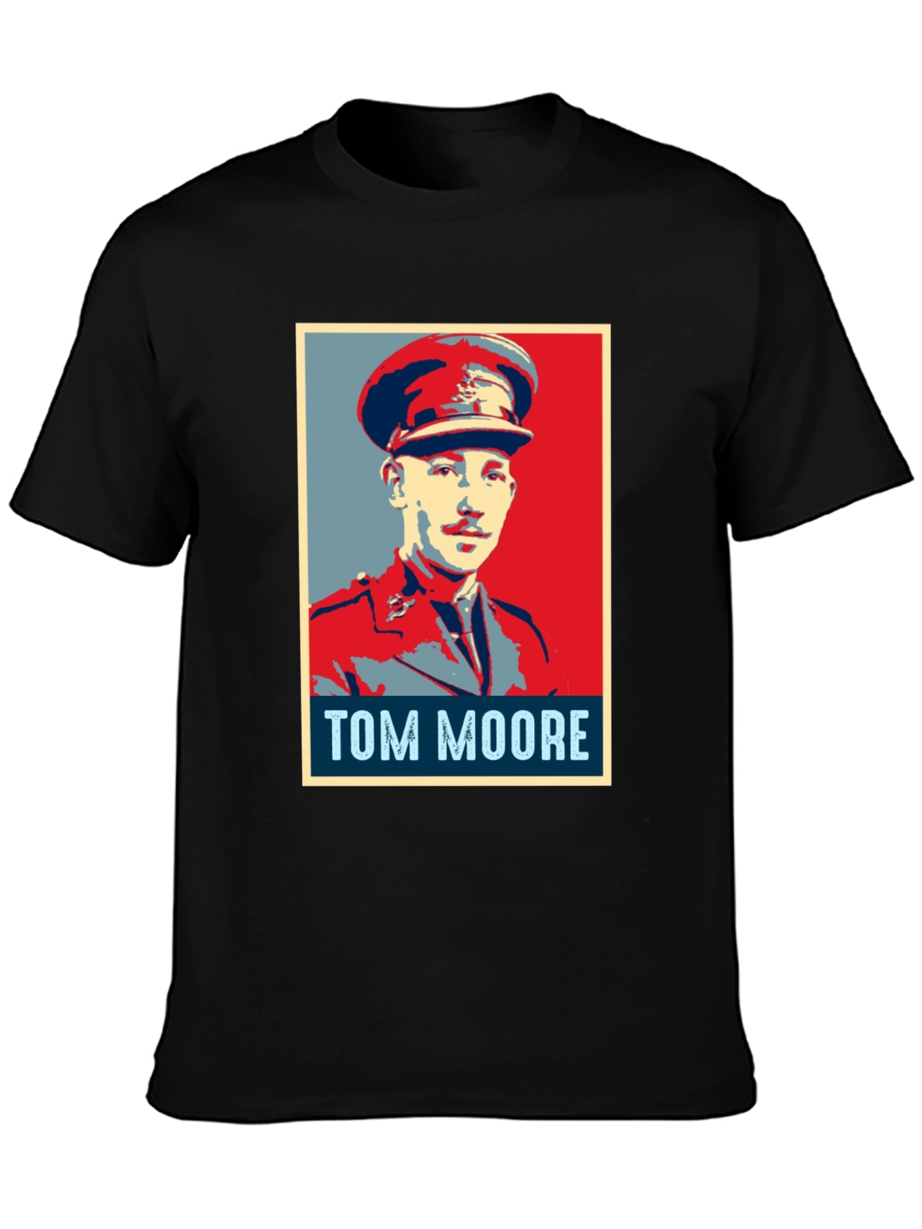 Tom Moore Portrait Graphic T-Shirt - Black