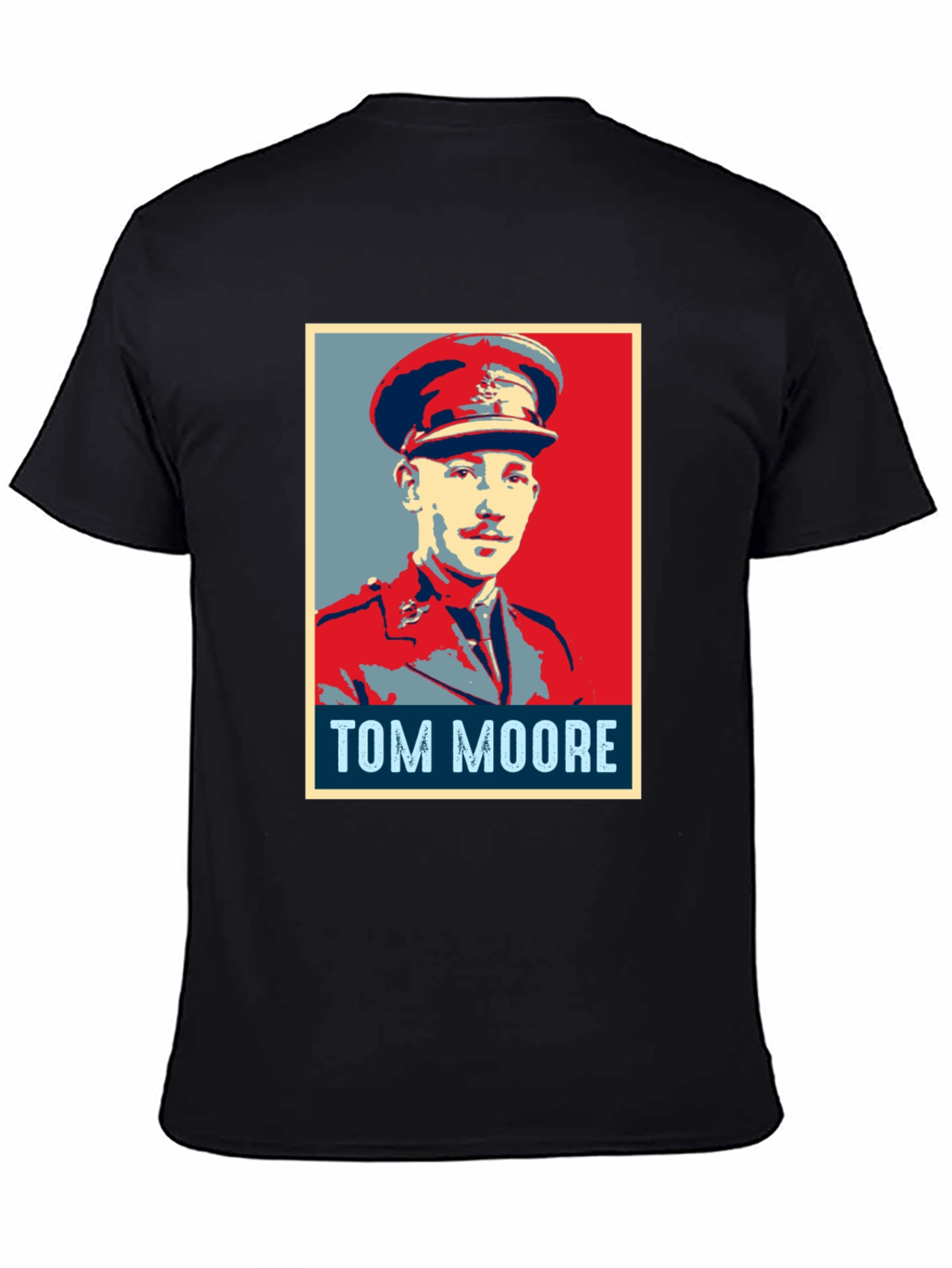 Tom Moore Portrait Graphic T-Shirt - Black