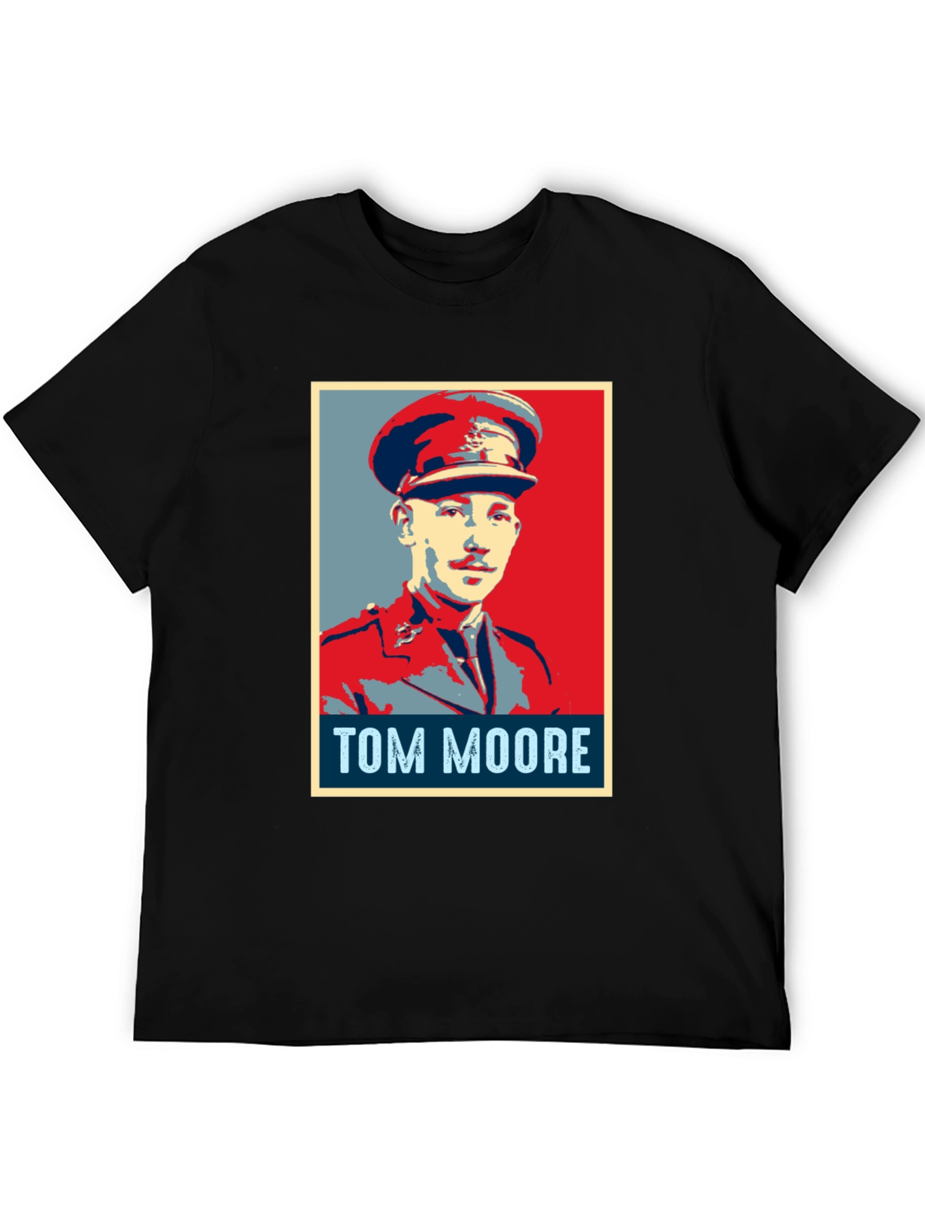 Tom Moore Portrait Graphic T-Shirt - Black