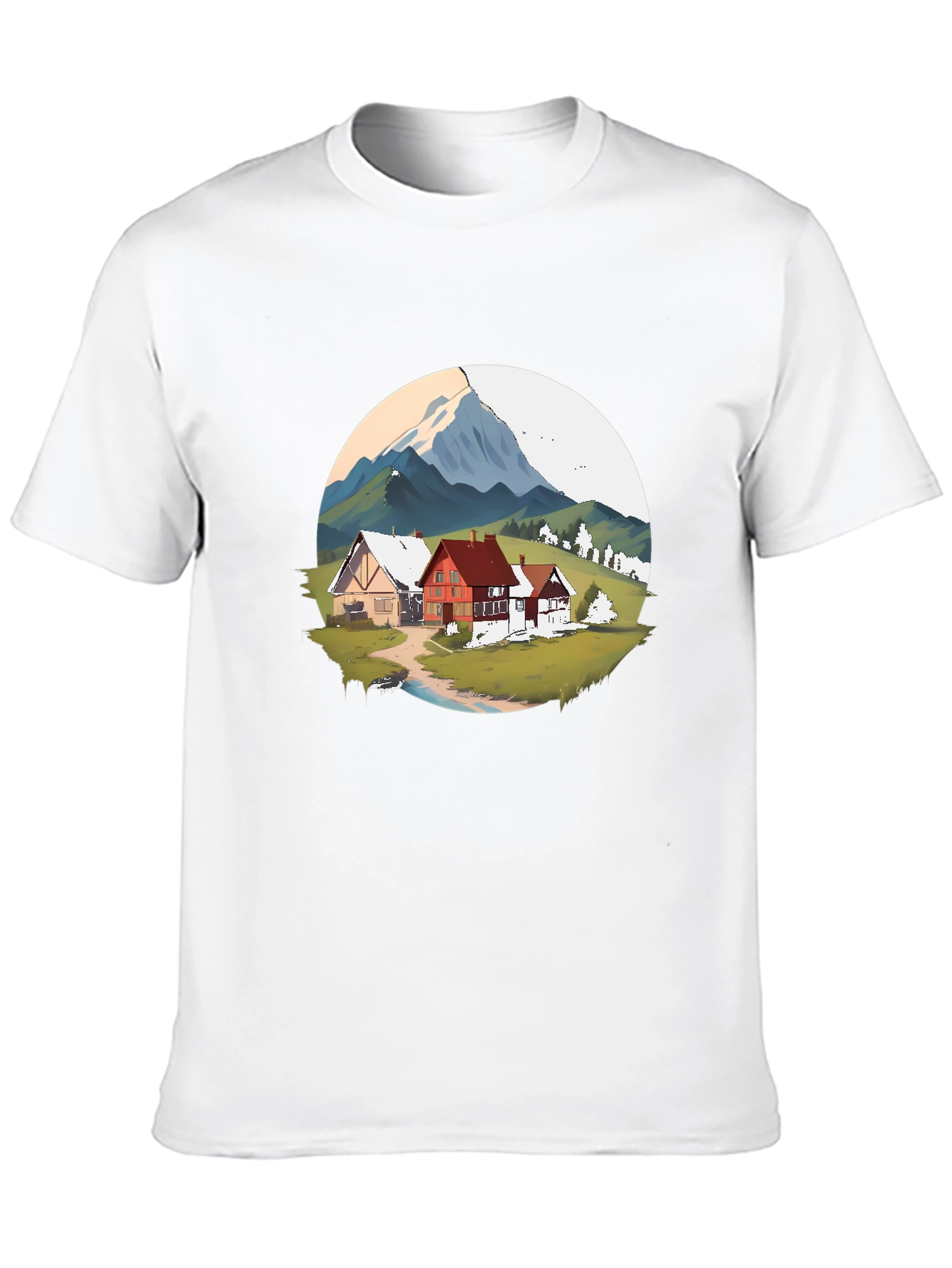 Mountain Village Graphic Black T-Shirt