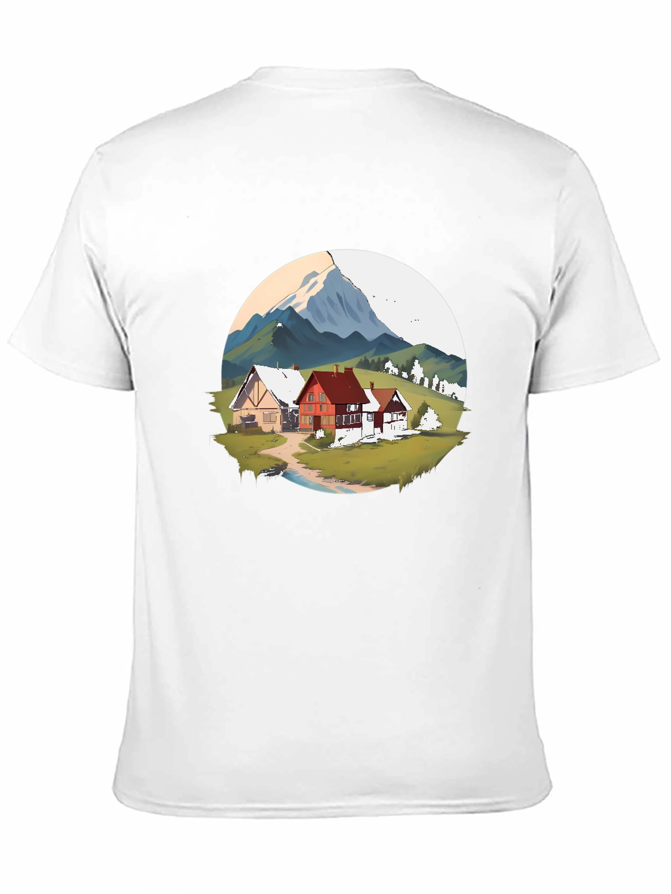 Mountain Village Graphic Black T-Shirt