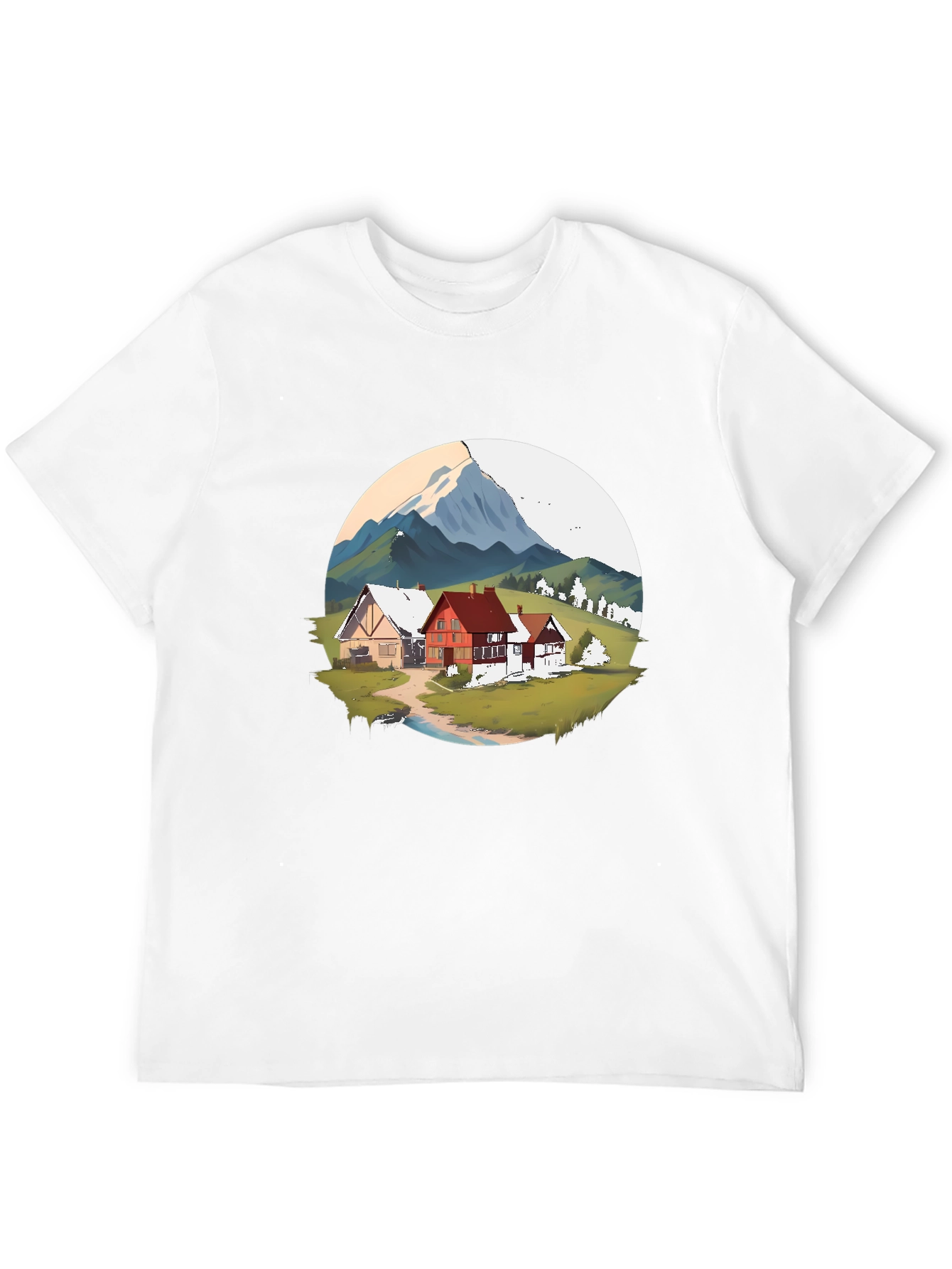 Mountain Village Graphic Black T-Shirt
