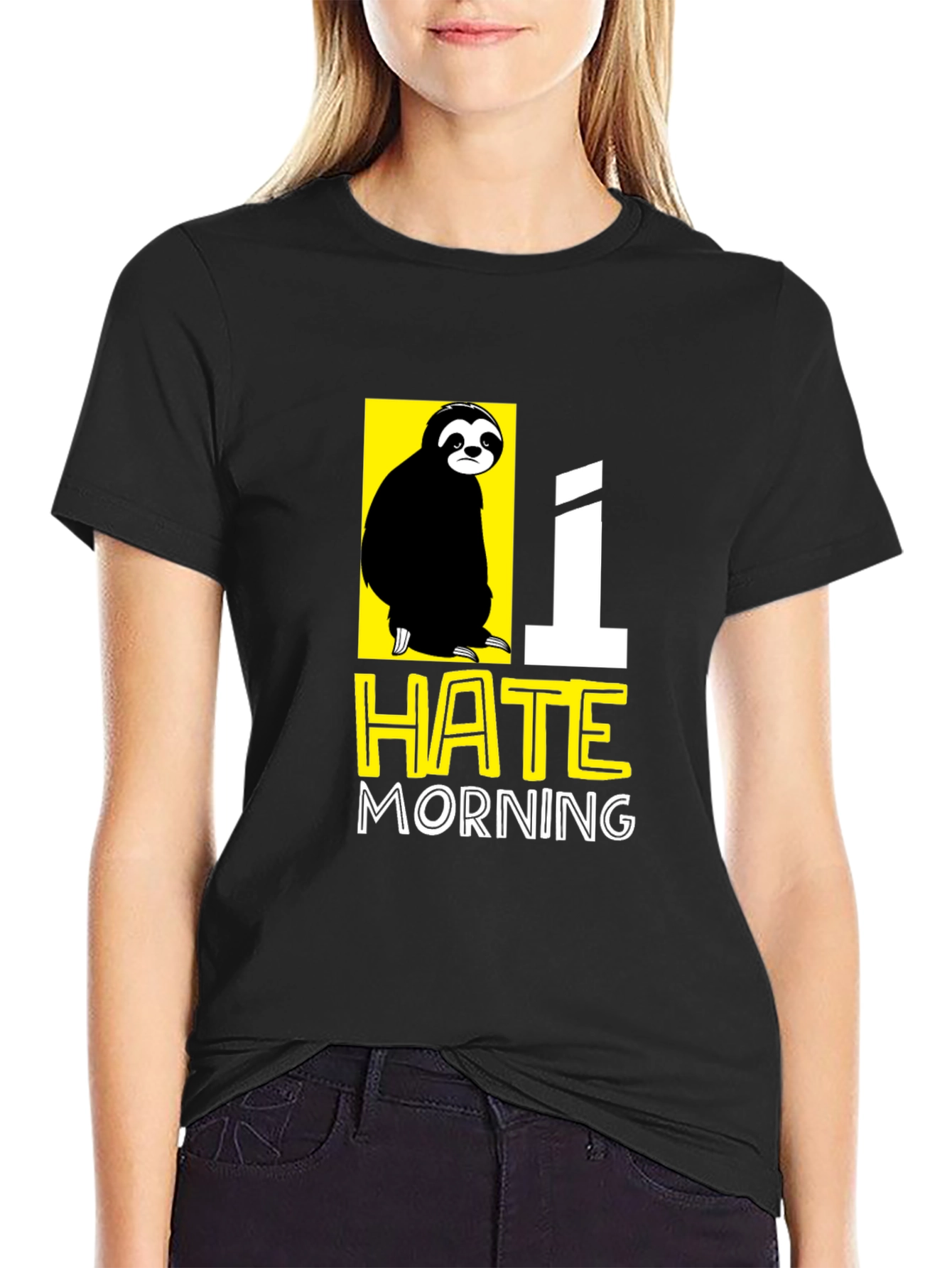 I Hate Morning Sloth Graphic T-Shirt