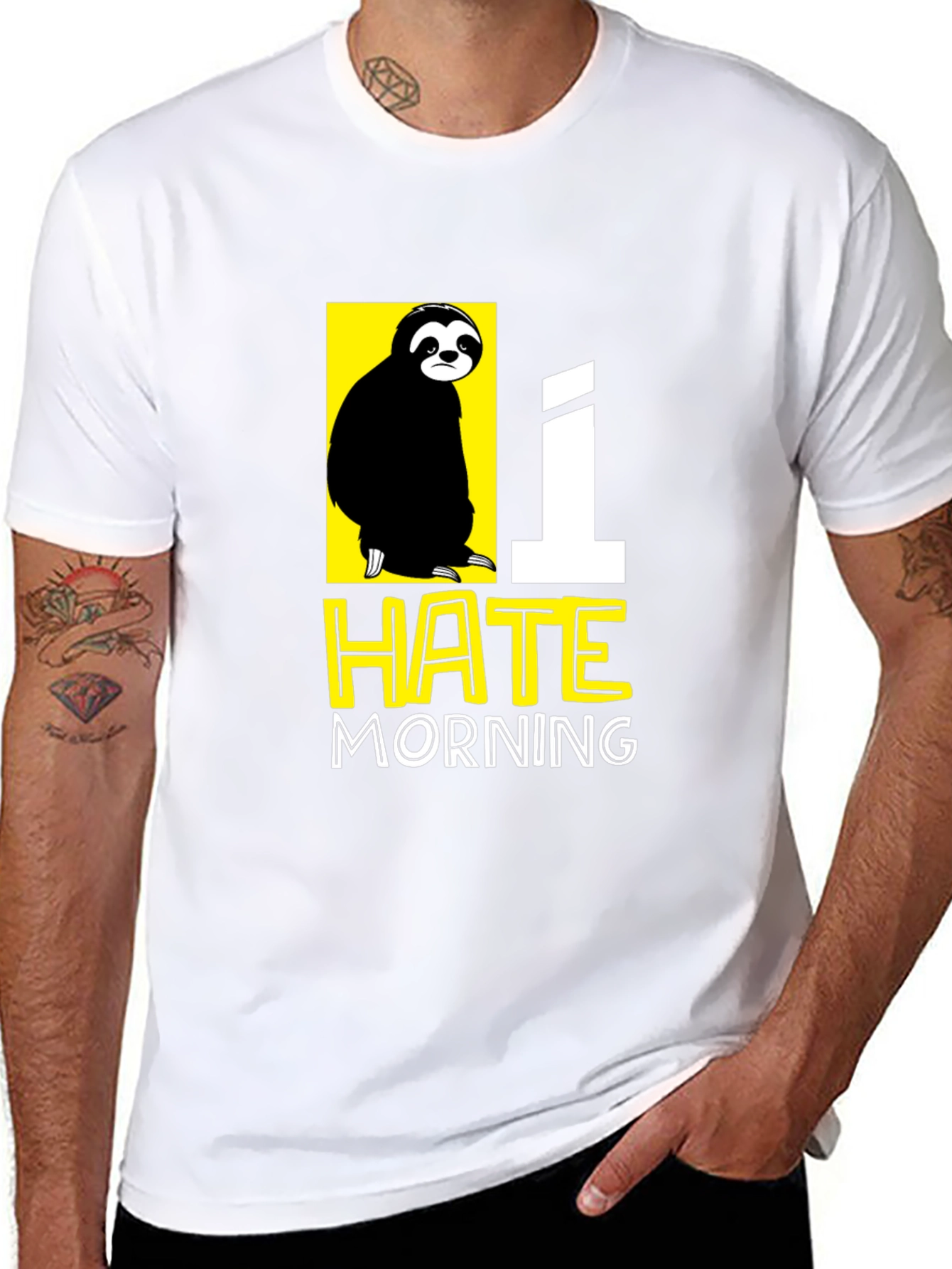 I Hate Morning Sloth Graphic T-Shirt