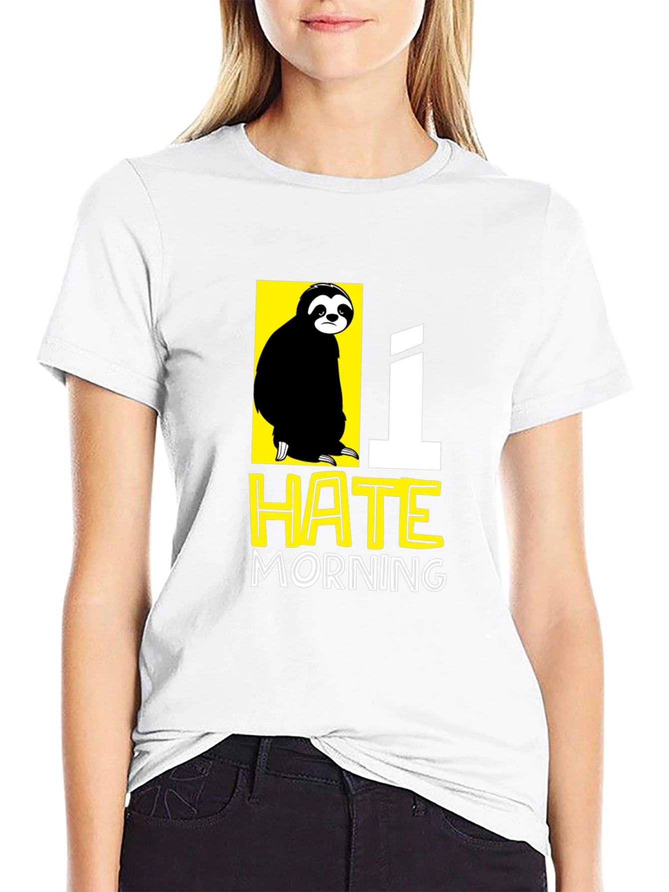 I Hate Morning Sloth Graphic T-Shirt