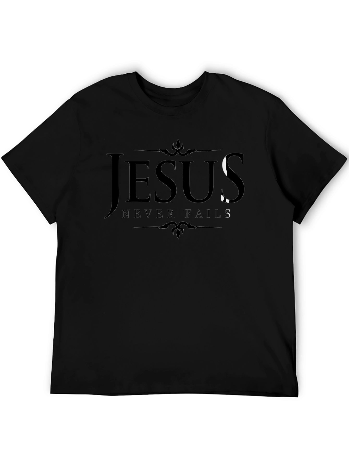 Jesus Never Fails Black Graphic Tee