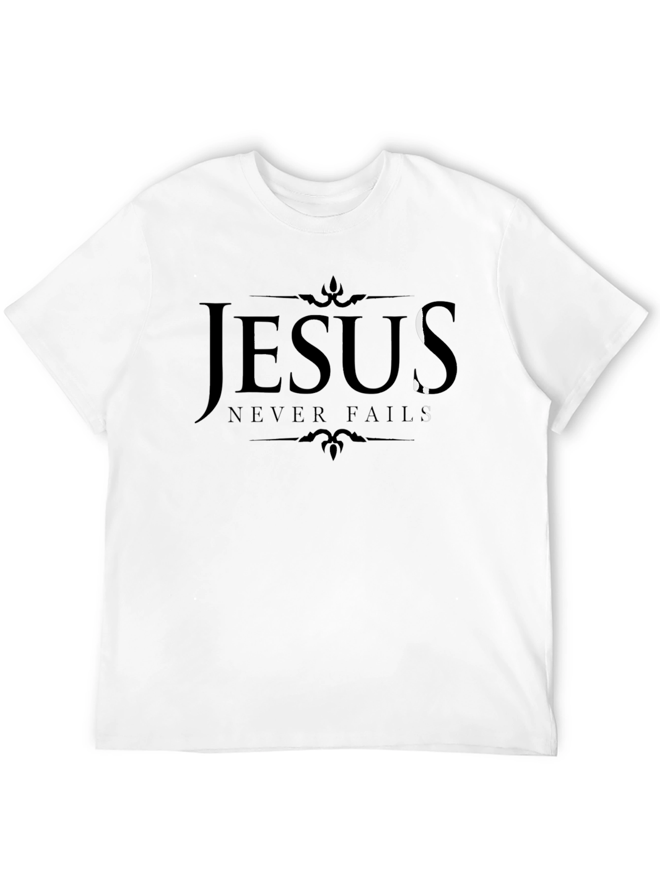 Jesus Never Fails Black Graphic Tee