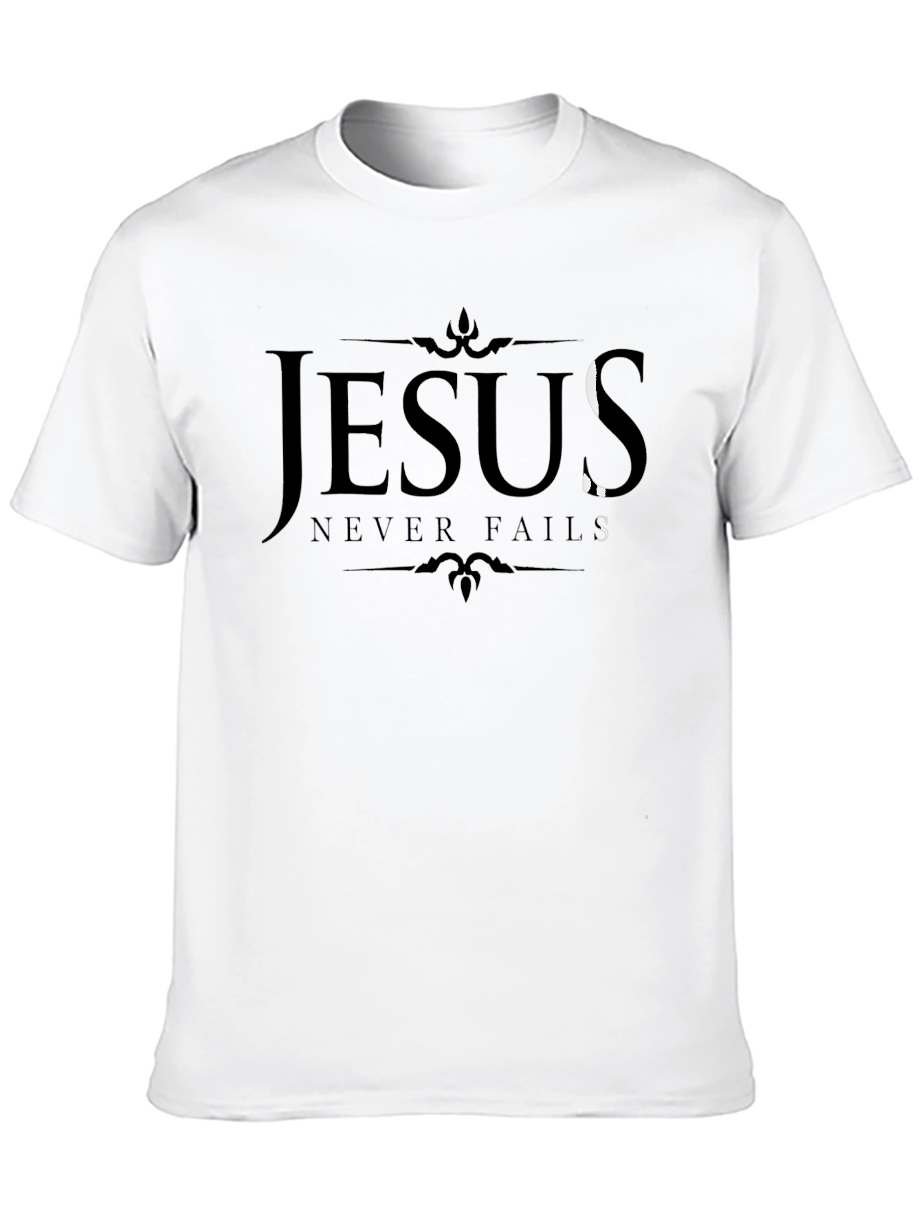 Jesus Never Fails Black Graphic Tee