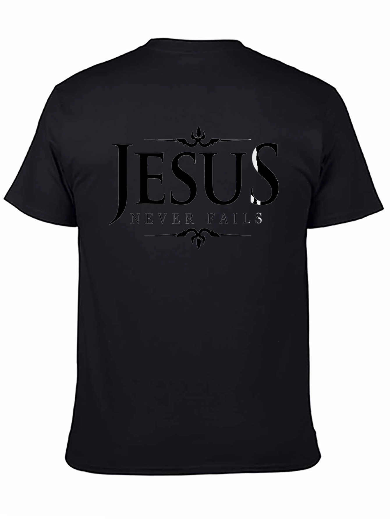 Jesus Never Fails Black Graphic Tee