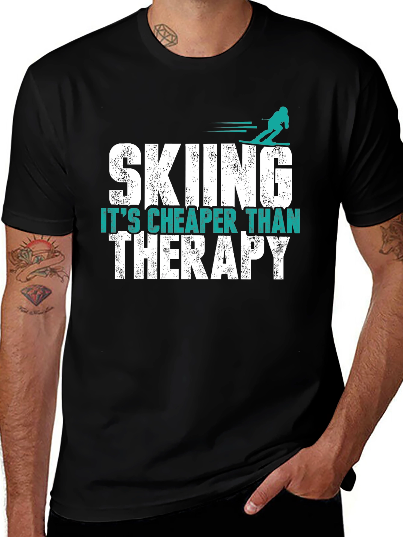 Skiing is Cheaper Than Therapy Graphic Tee