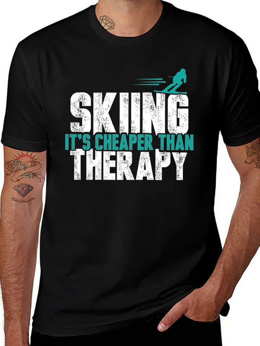 Skiing is Cheaper Than Therapy Graphic Tee