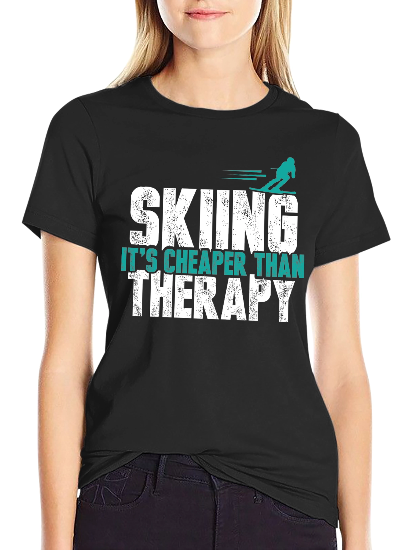 Skiing is Cheaper Than Therapy Graphic Tee