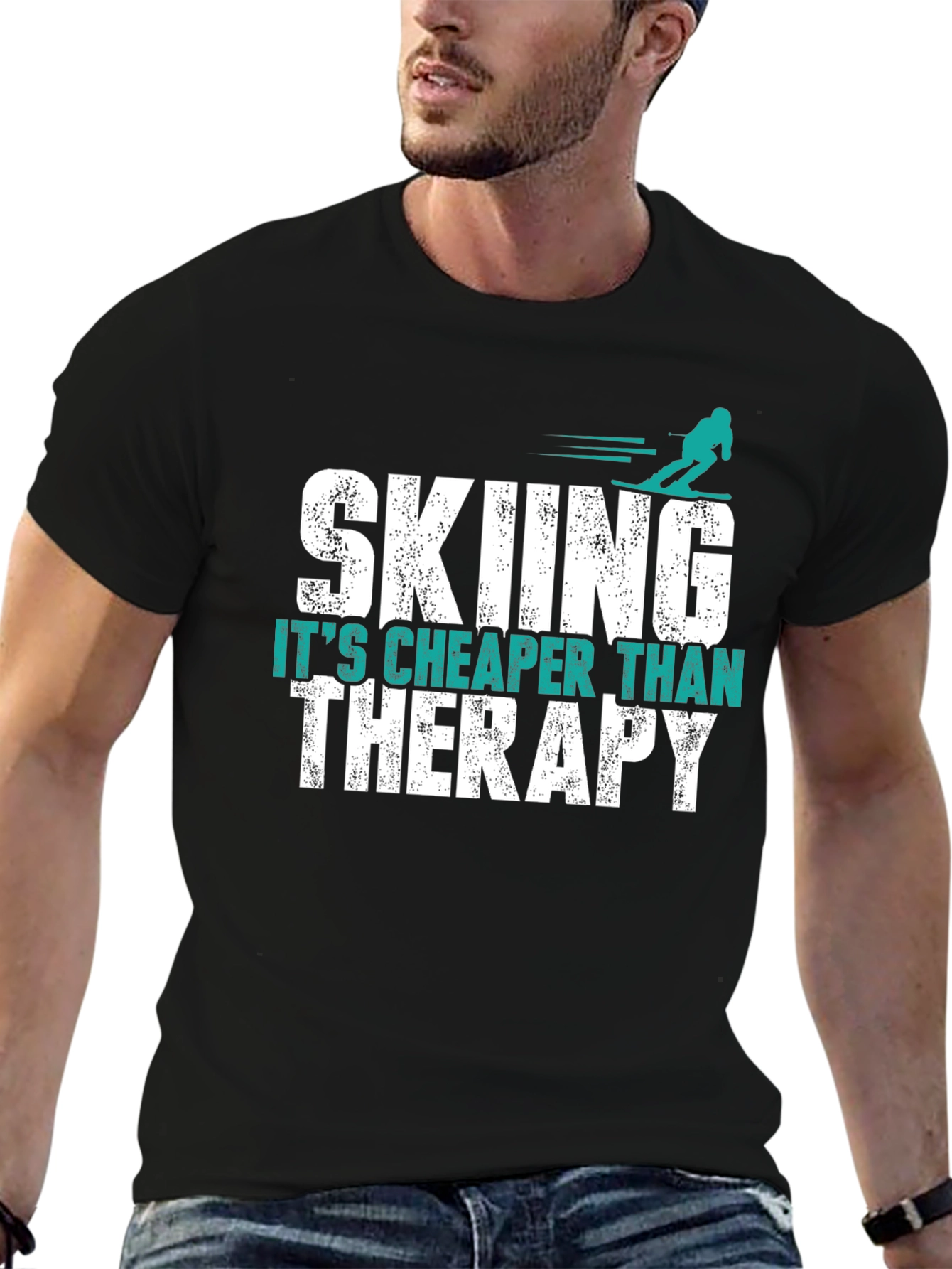 Skiing is Cheaper Than Therapy Graphic Tee