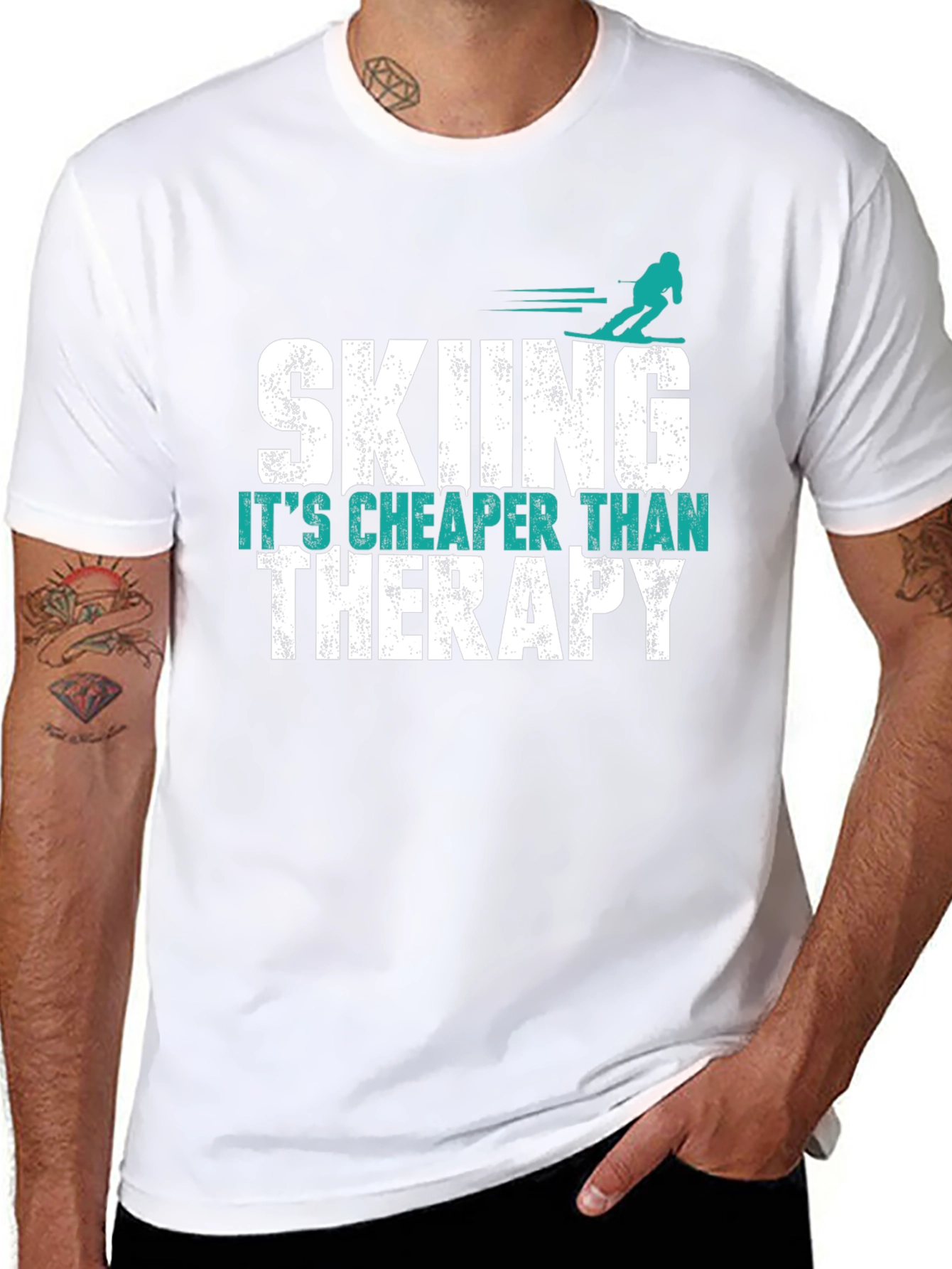 Skiing is Cheaper Than Therapy Graphic Tee