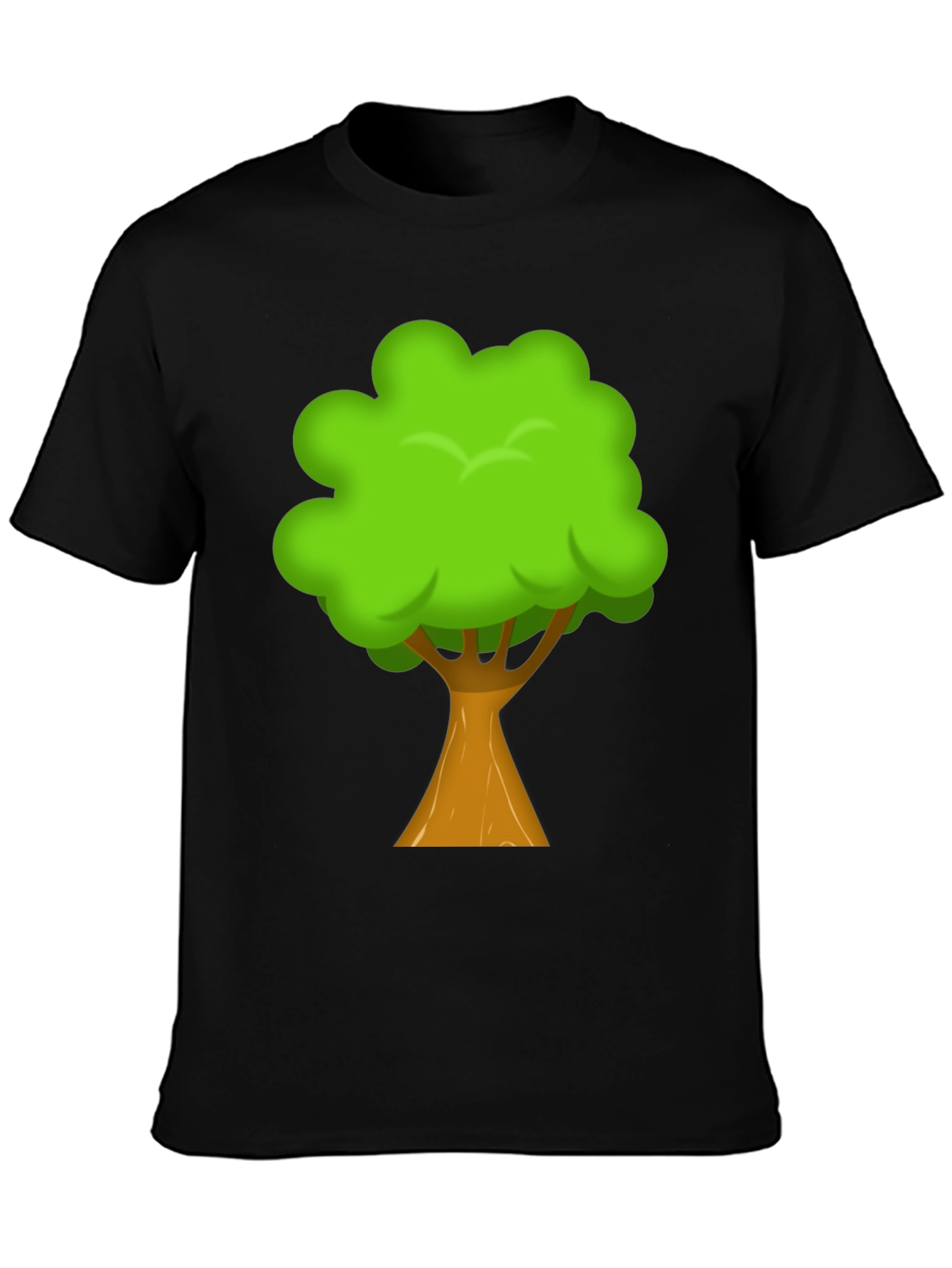 Cartoon Tree Graphic Print Black T-Shirt
