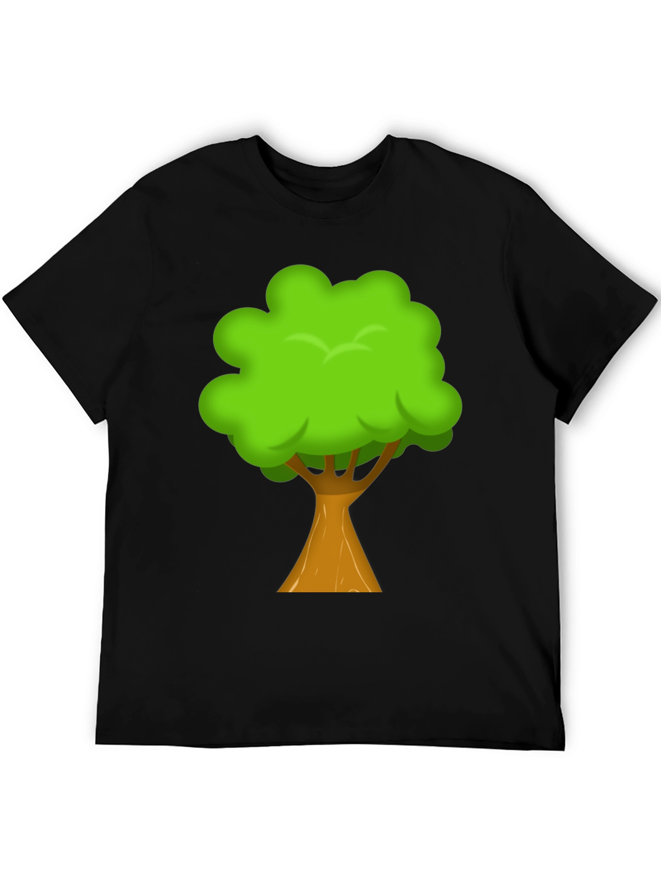 Cartoon Tree Graphic Print Black T-Shirt
