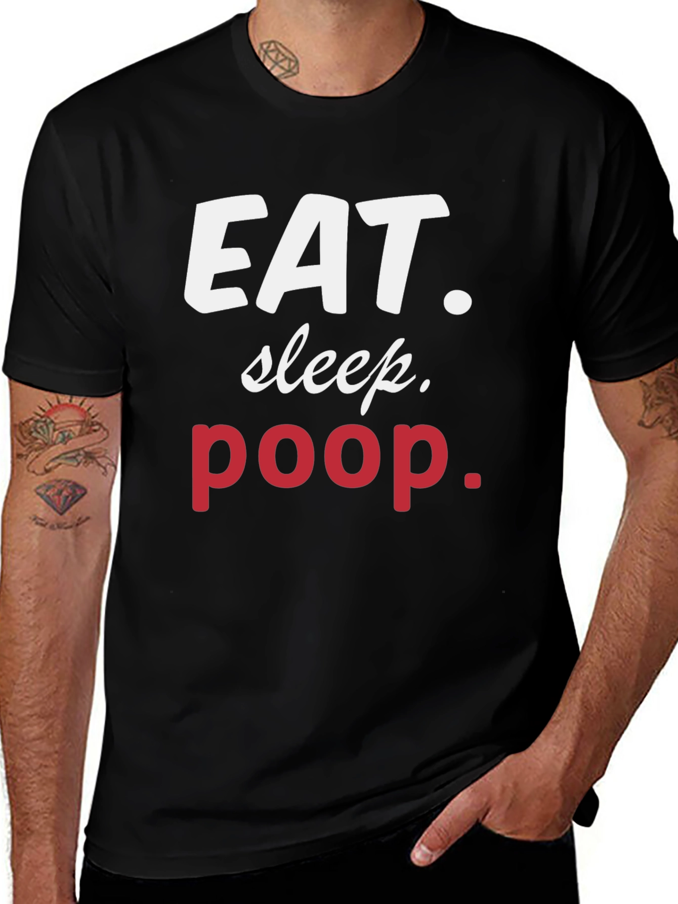 Eat Sleep Poop Graphic Tee - Funny Casual T-Shirt