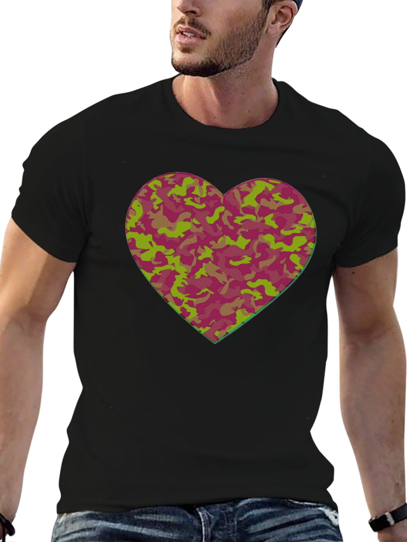 Camo Heart Graphic Tee - Stylish Casual Wear