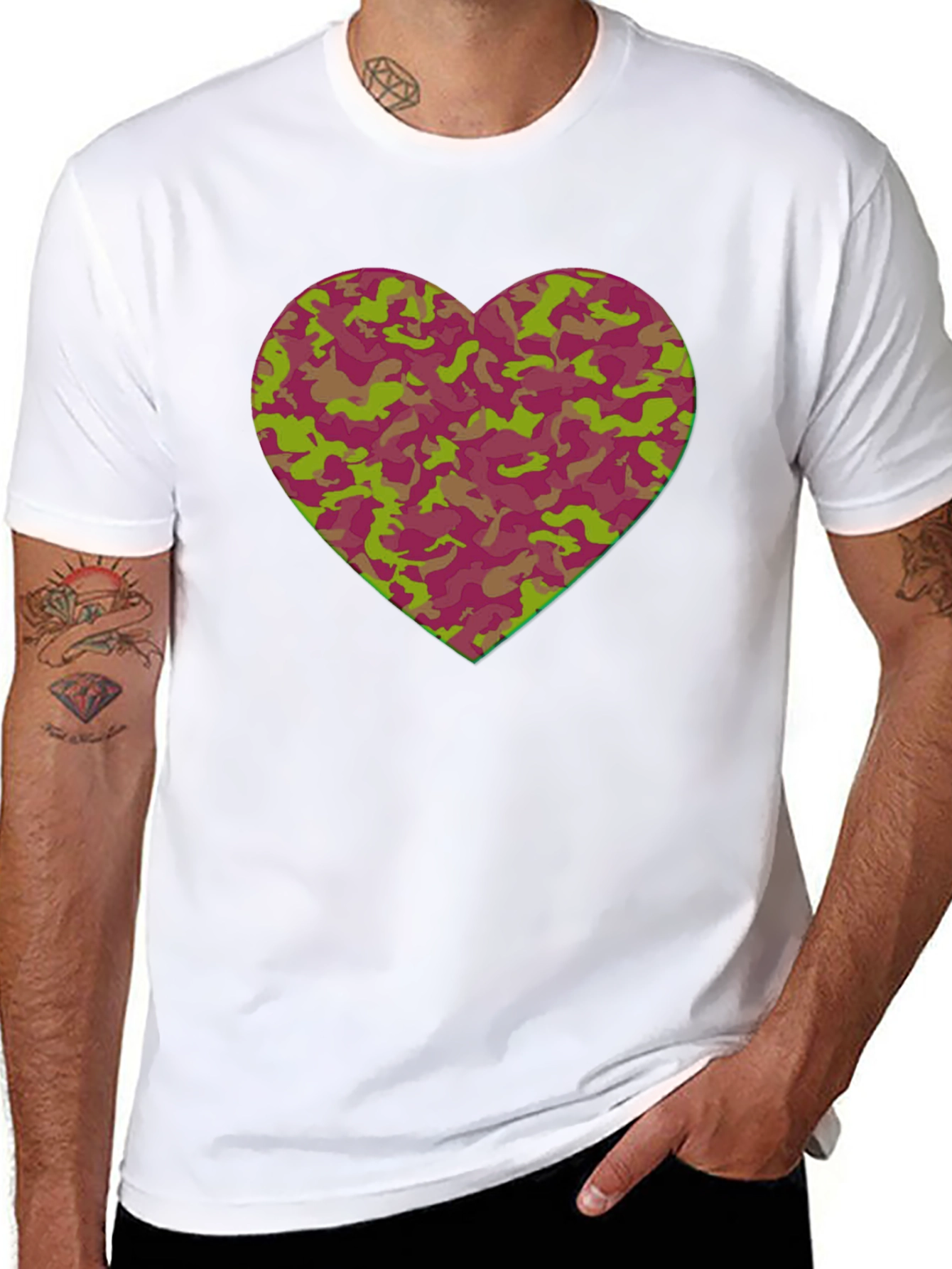 Camo Heart Graphic Tee - Stylish Casual Wear