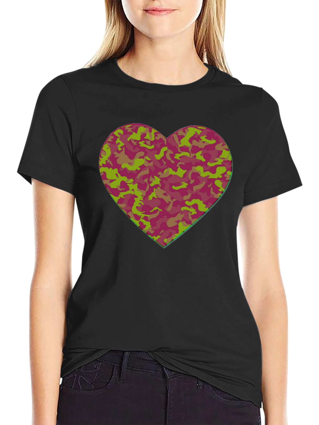 Camo Heart Graphic Tee - Stylish Casual Wear